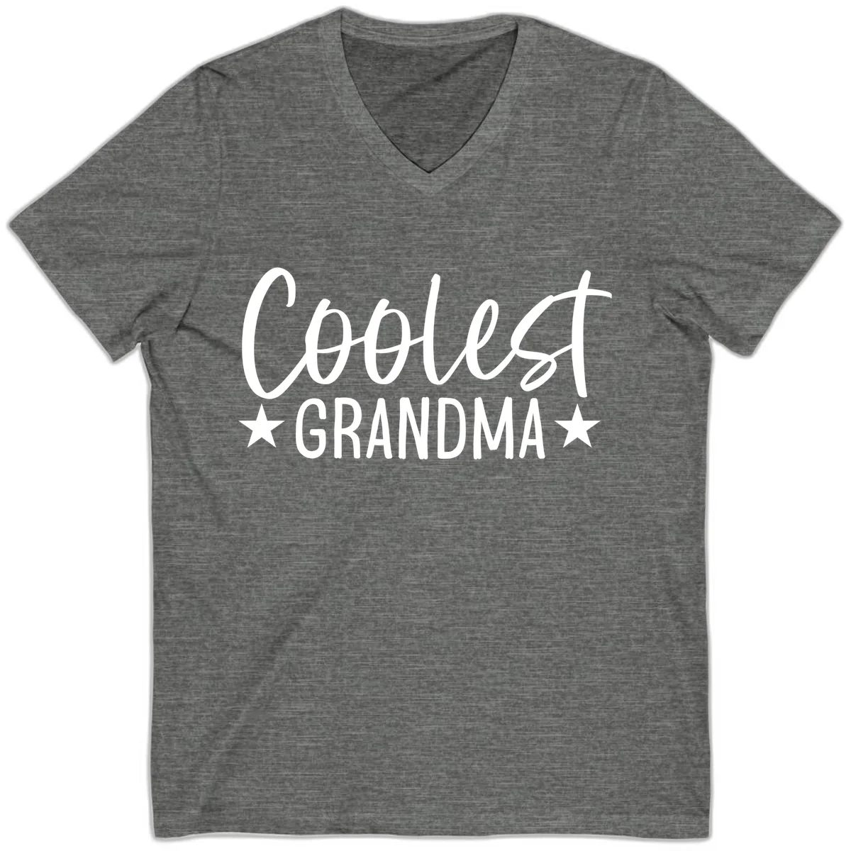 Coolest Grandma Typography Design V-Neck in Deep Heather