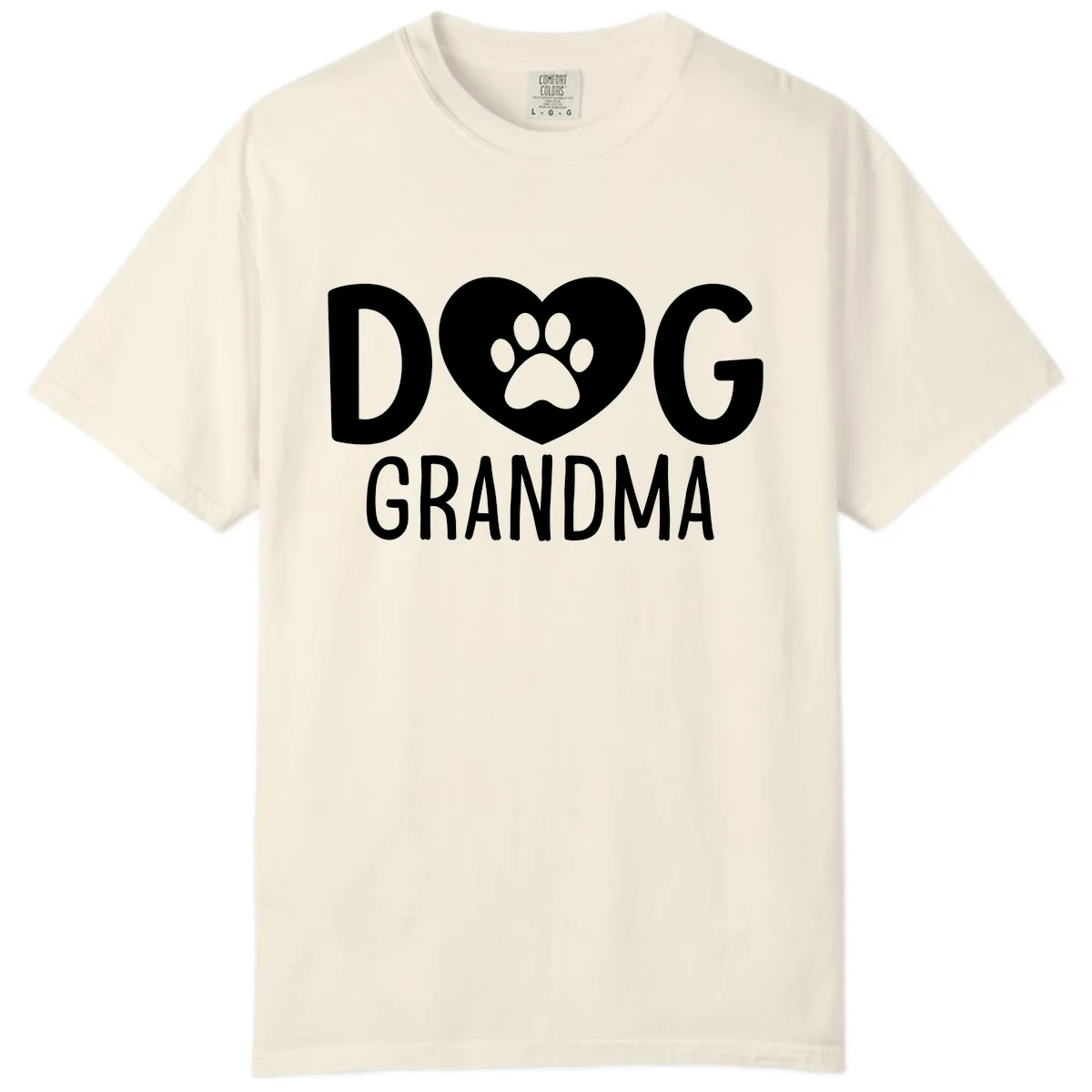 Dog Grandma Heart Paw Print Comfort Color in Ivory