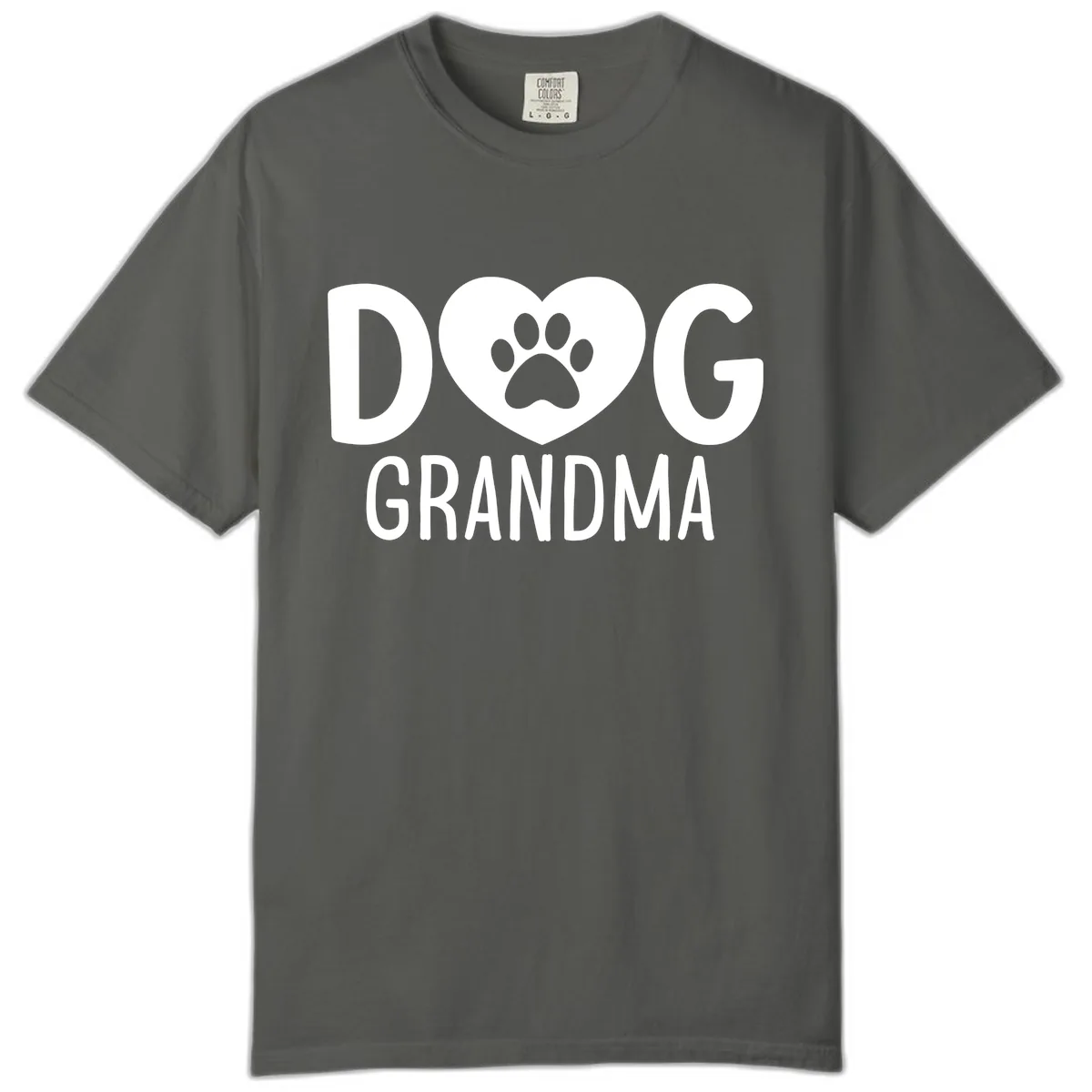 Dog Grandma Heart Paw Print Comfort Color in Pepper