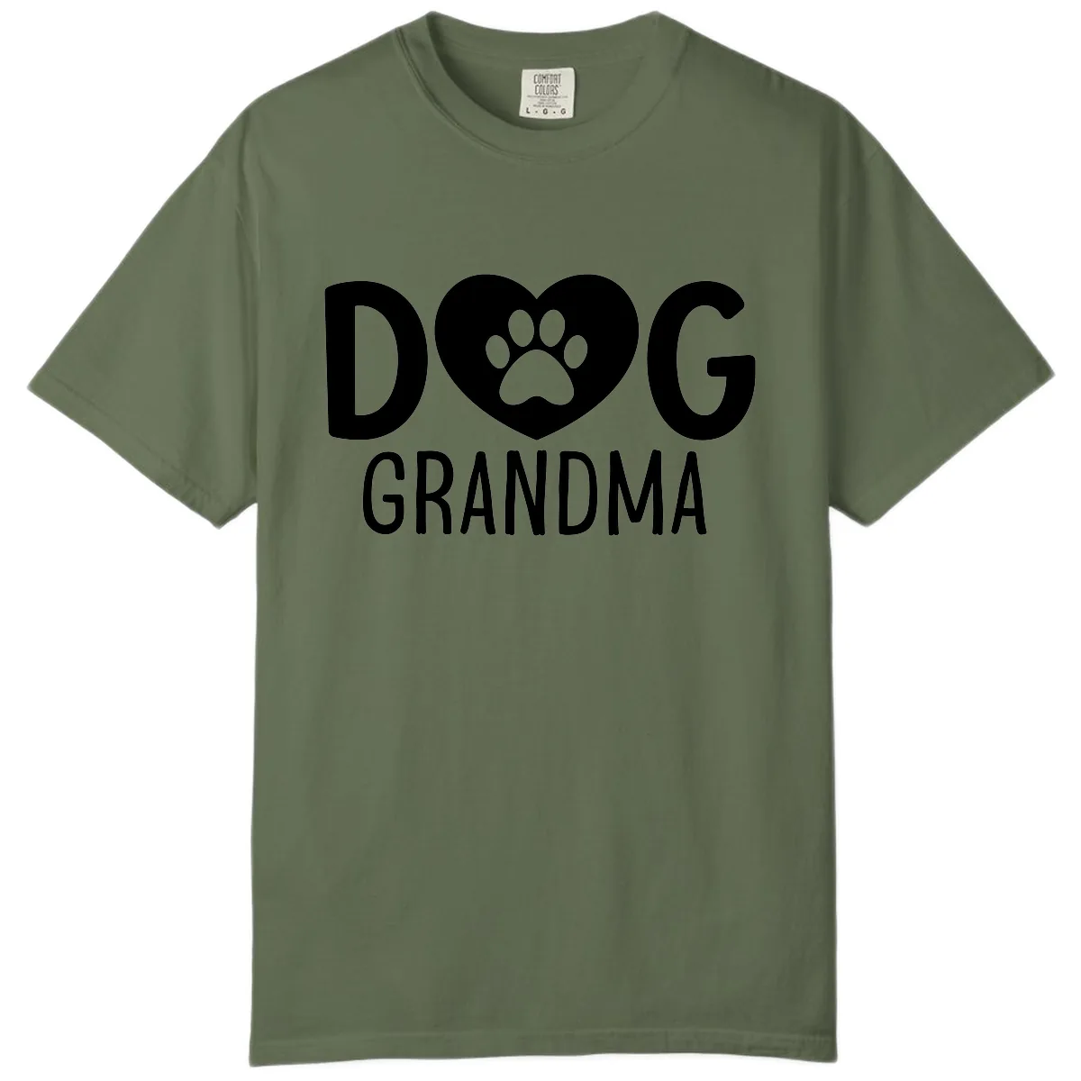 Dog Grandma Heart Paw Print Comfort Color in Sage