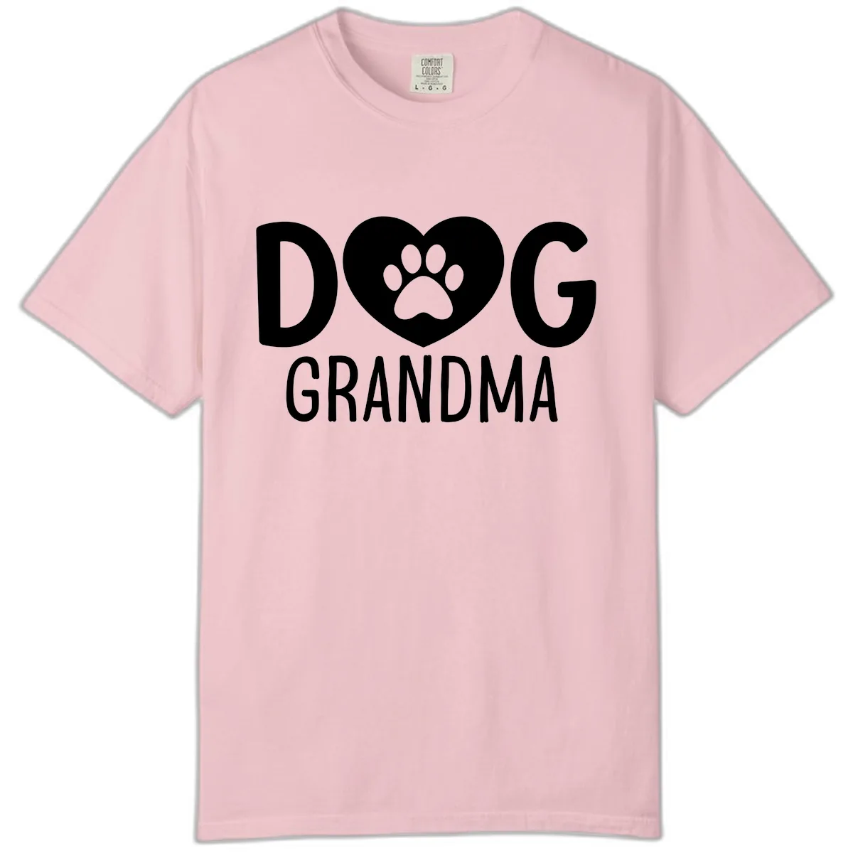 Dog Grandma Heart Paw Print Comfort Color in Blossom