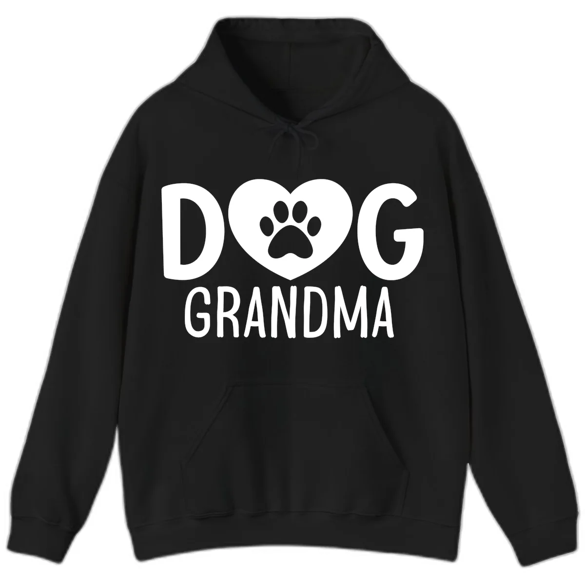 Dog Grandma Heart Paw Print Hoodie in Black