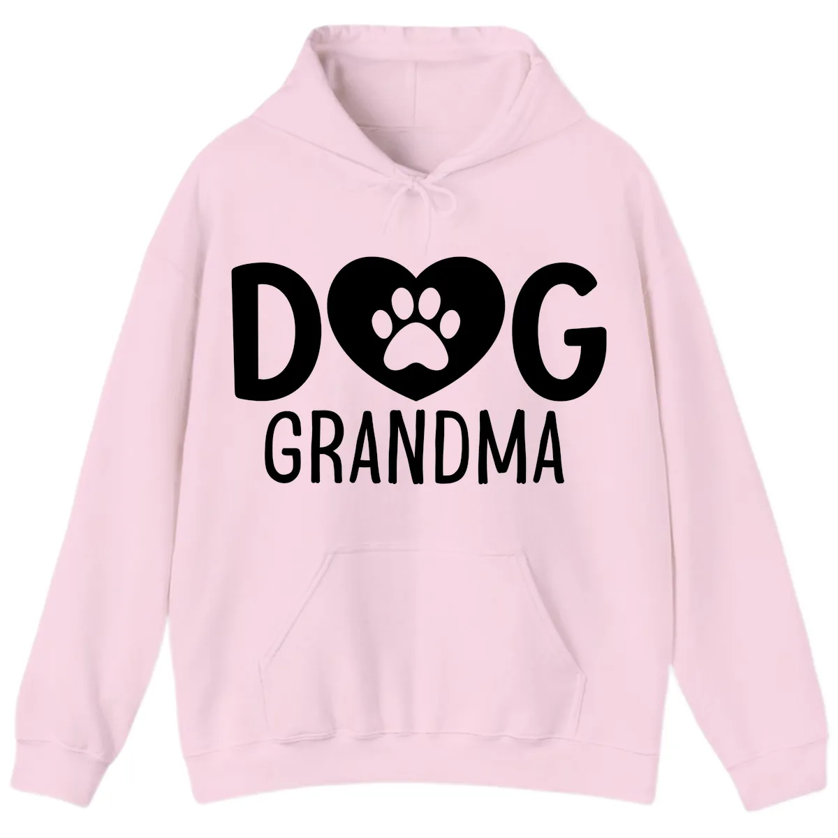 Dog Grandma Heart Paw Print Hoodie in Light Pink