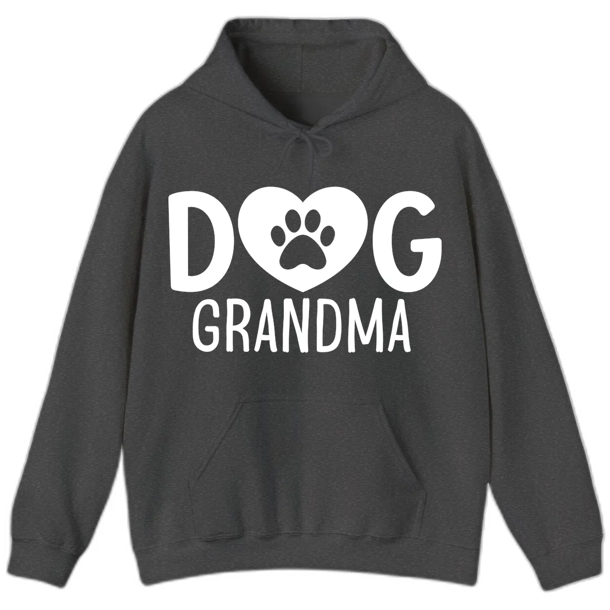 Dog Grandma Heart Paw Print Hoodie in Dark Heather