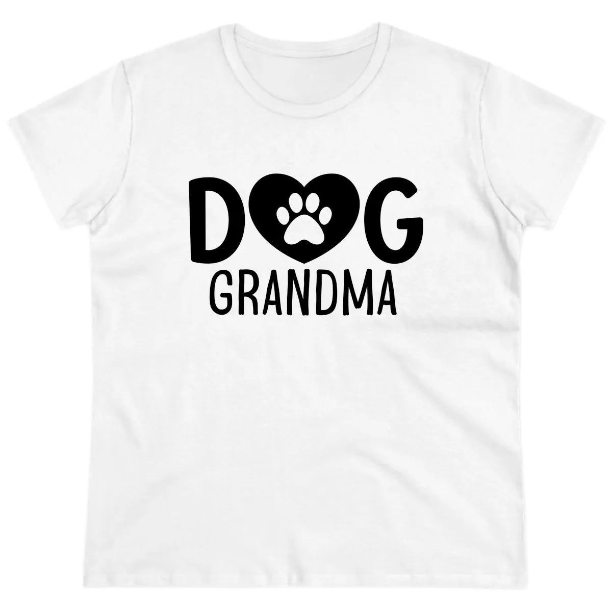 Dog Grandma Heart Paw Print Ladies Tee in White