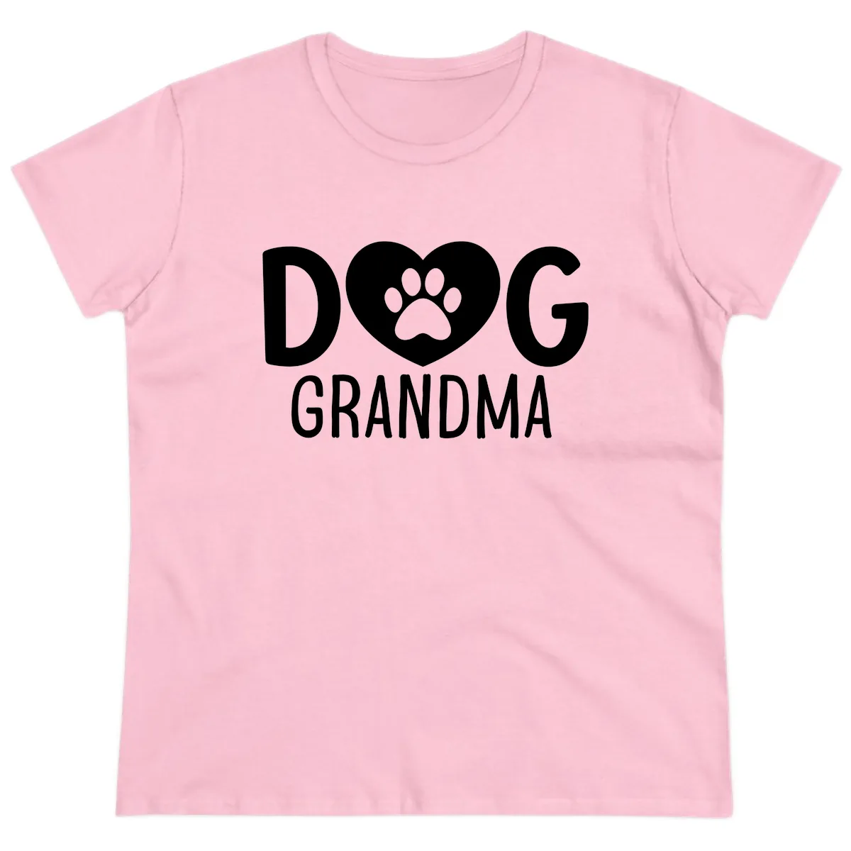 Dog Grandma Heart Paw Print Ladies Tee in Light Pink