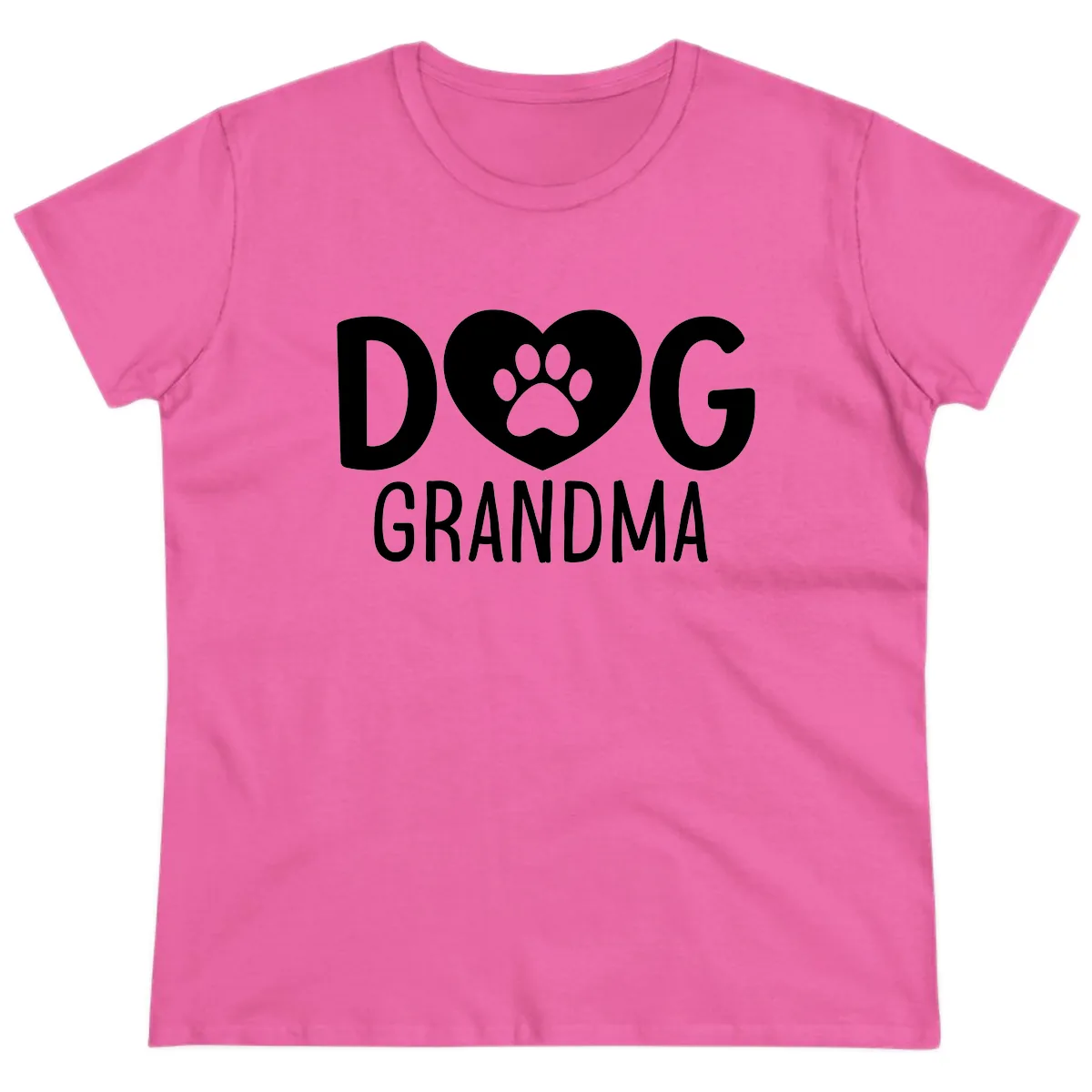 Dog Grandma Heart Paw Print Ladies Tee in Azalea