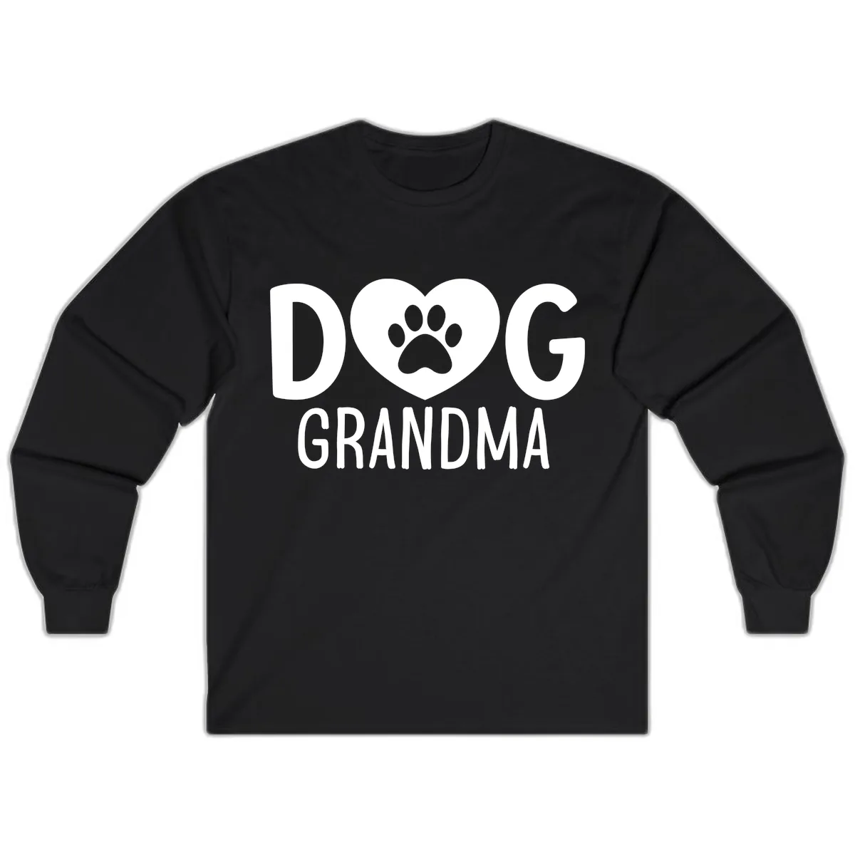 Dog Grandma Heart Paw Print Long Sleeve in Black