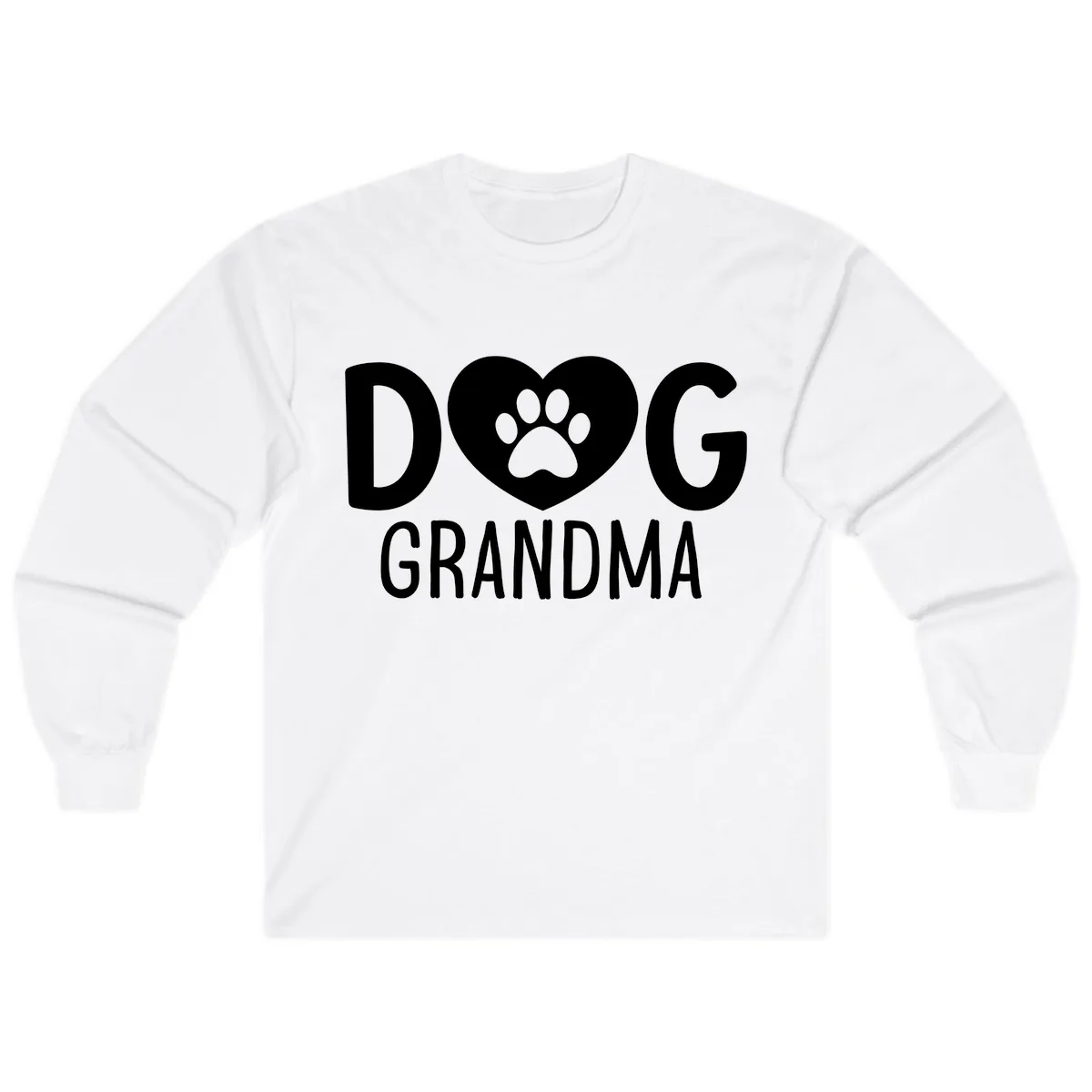 Dog Grandma Heart Paw Print Long Sleeve in White