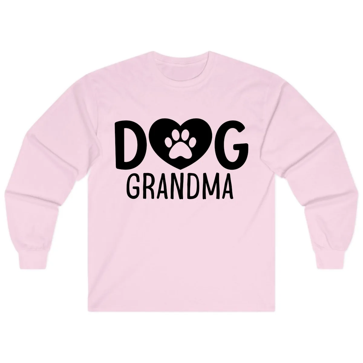 Dog Grandma Heart Paw Print Long Sleeve in Light Pink