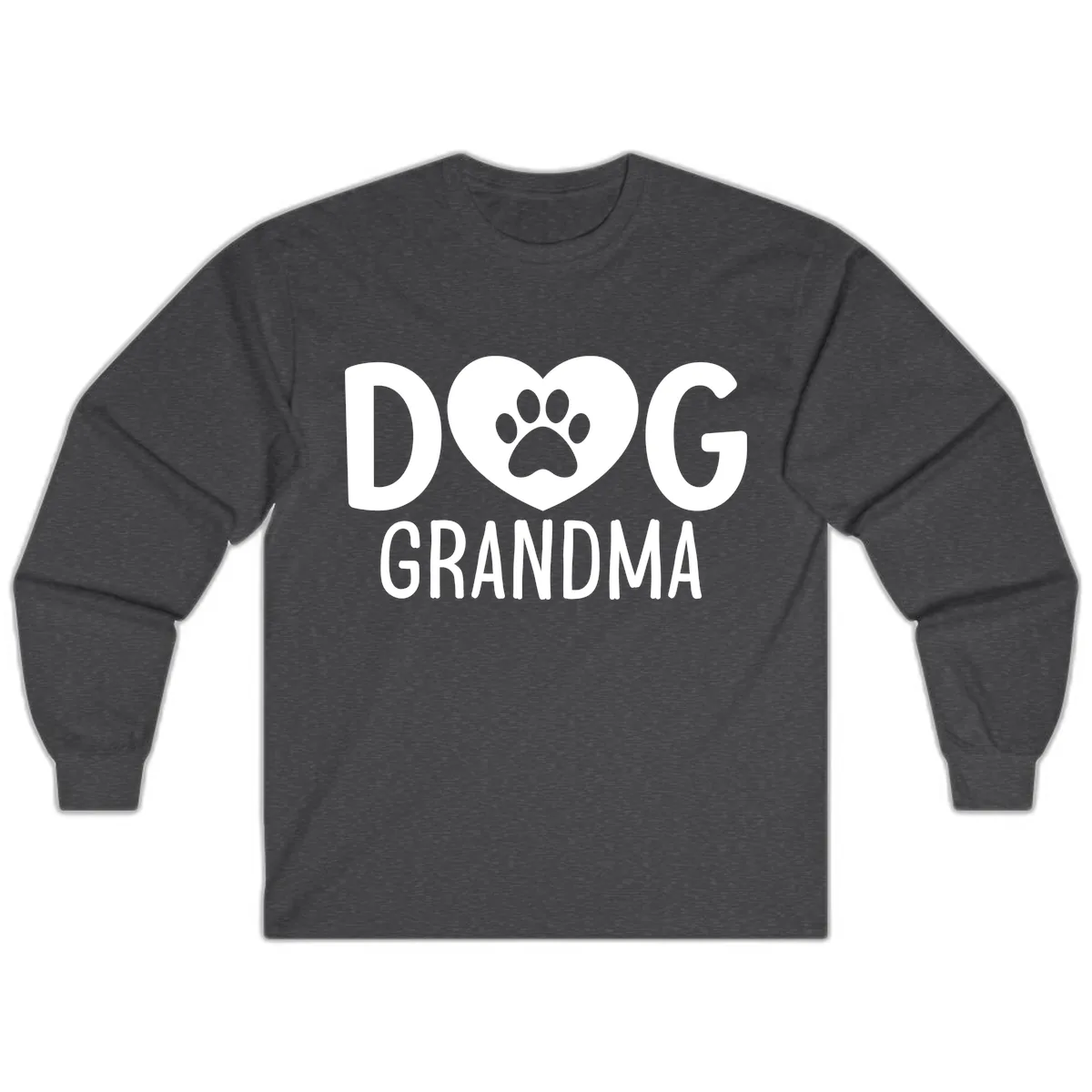 Dog Grandma Heart Paw Print Long Sleeve in Dark Heather