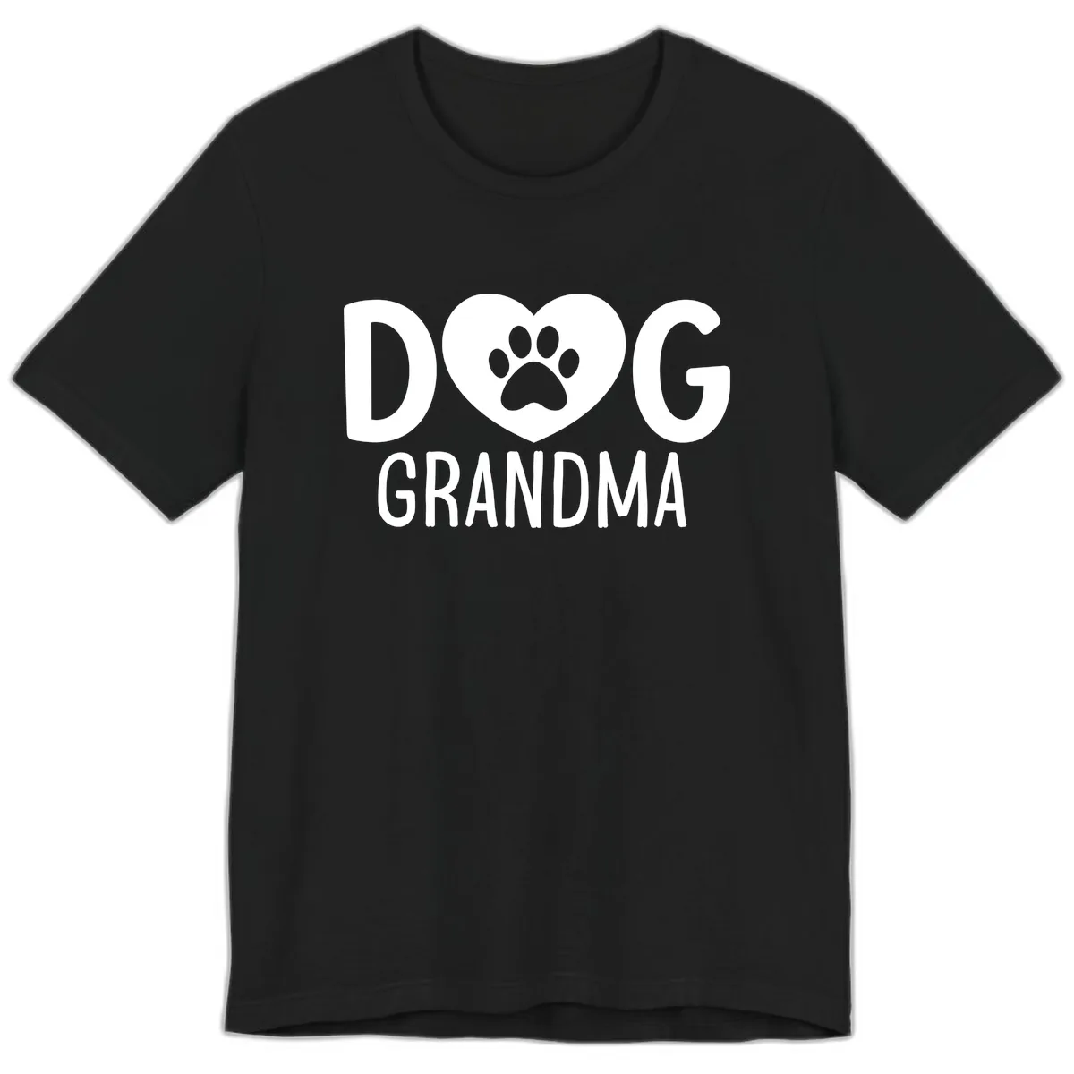 Dog Grandma Heart Paw Print Premium T-Shirt in Black
