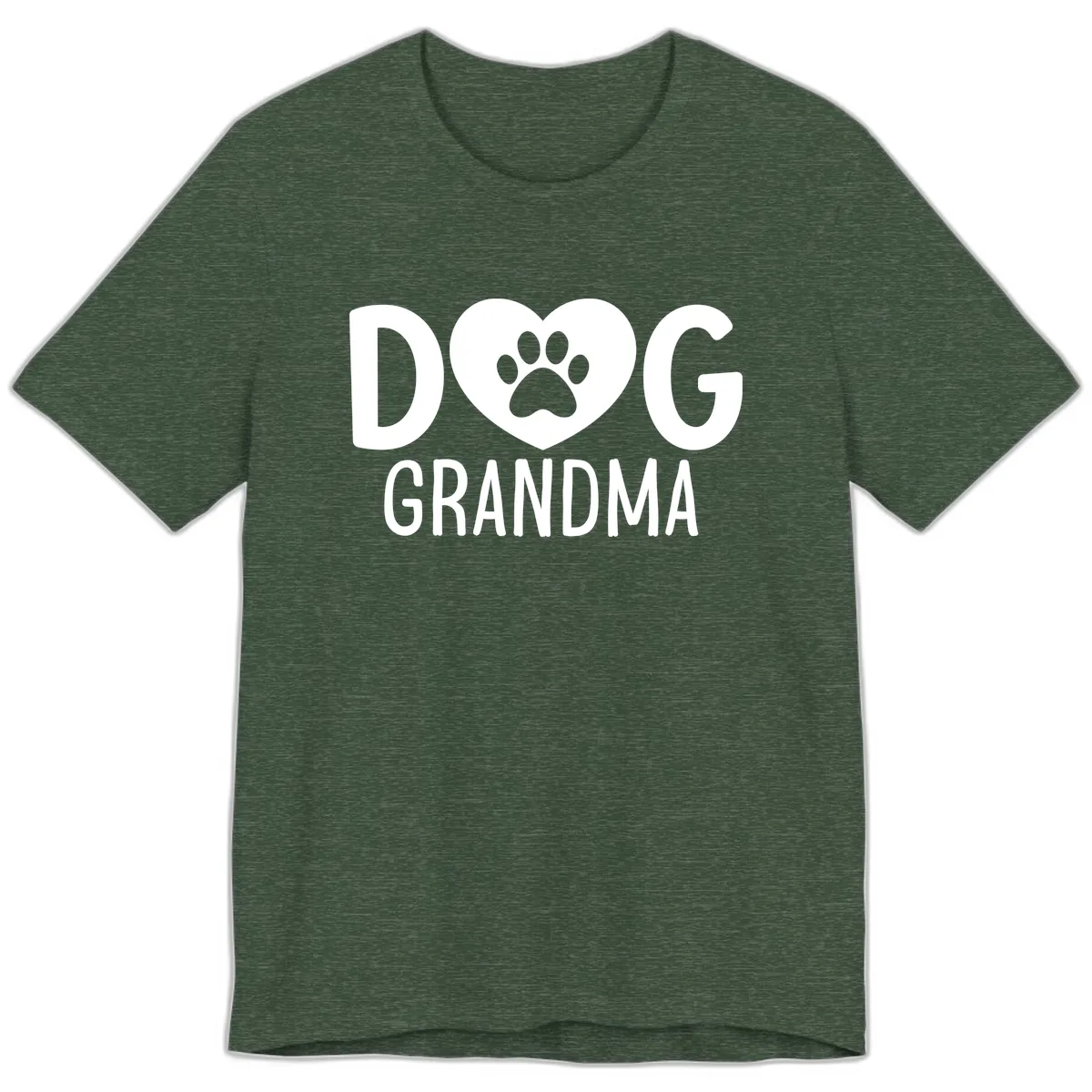 Dog Grandma Heart Paw Print Premium T-Shirt in Heather Forest