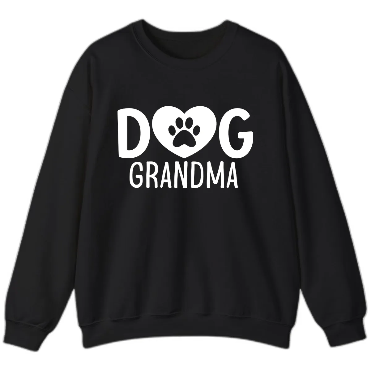 Dog Grandma Heart Paw Print Sweatshirt in Black