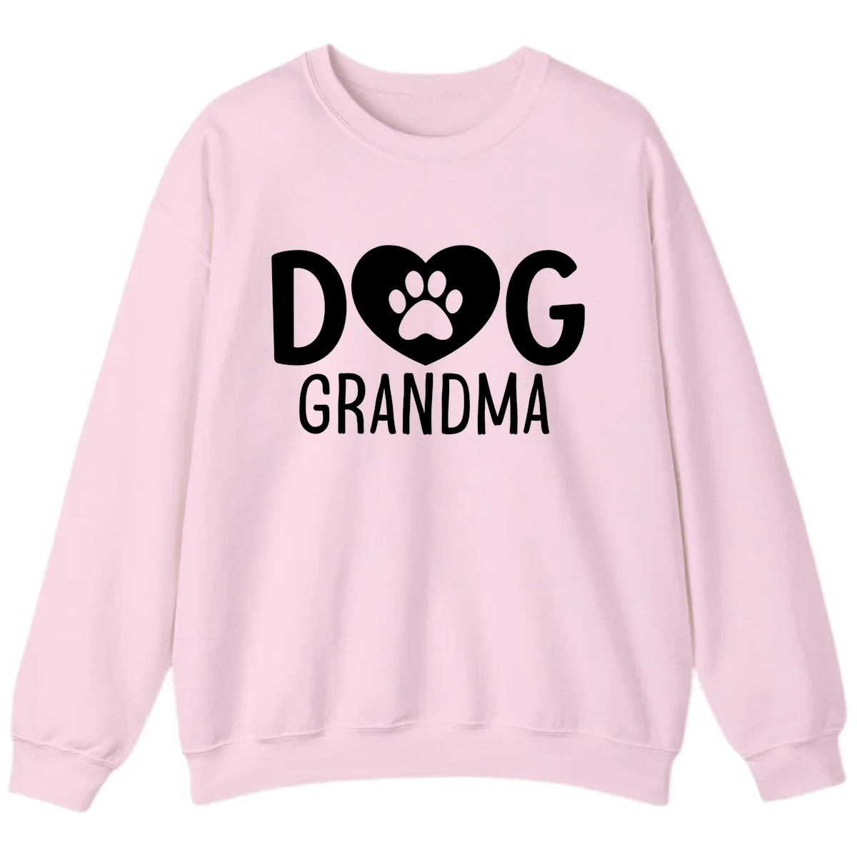 Dog Grandma Heart Paw Print Sweatshirt in Light Pink