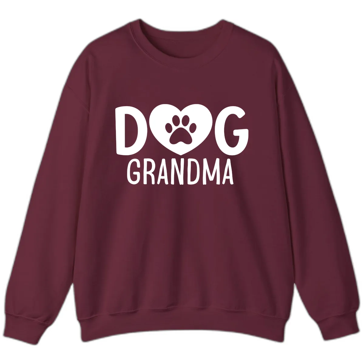 Dog Grandma Heart Paw Print Sweatshirt in Maroon