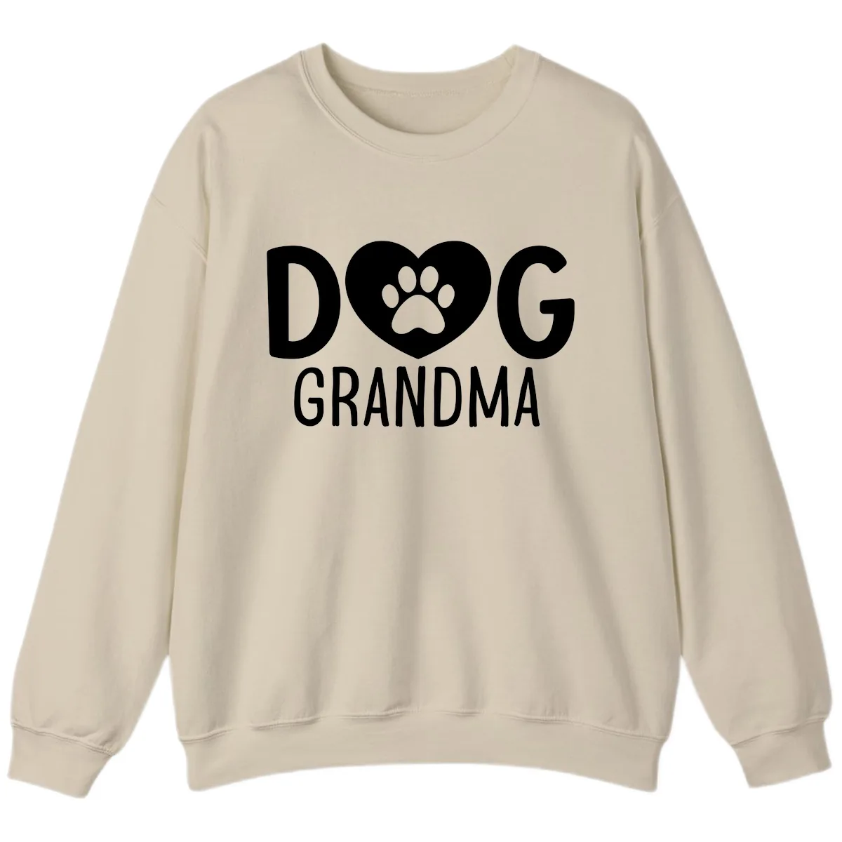 Dog Grandma Heart Paw Print Sweatshirt in Sand