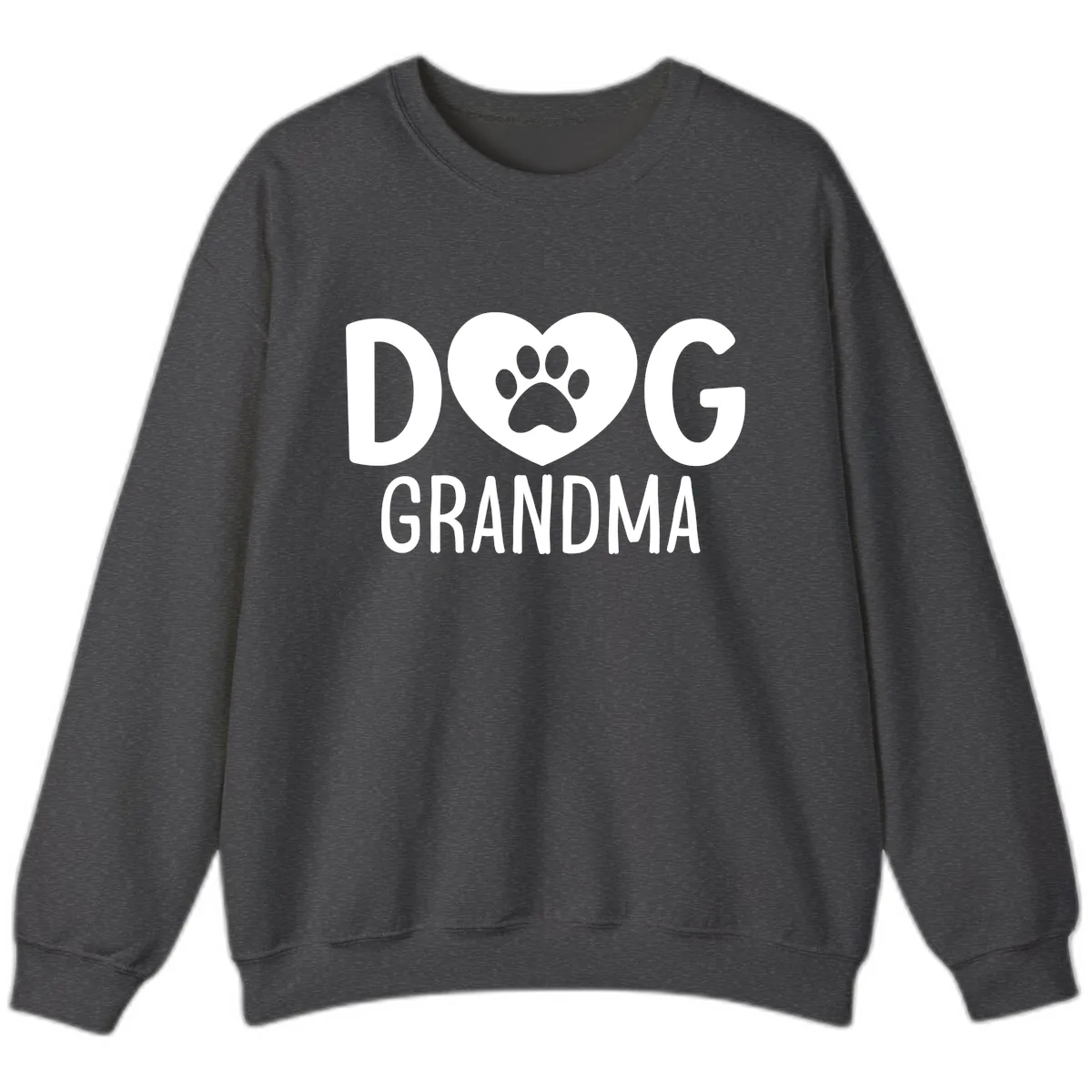 Dog Grandma Heart Paw Print Sweatshirt in Dark Heather