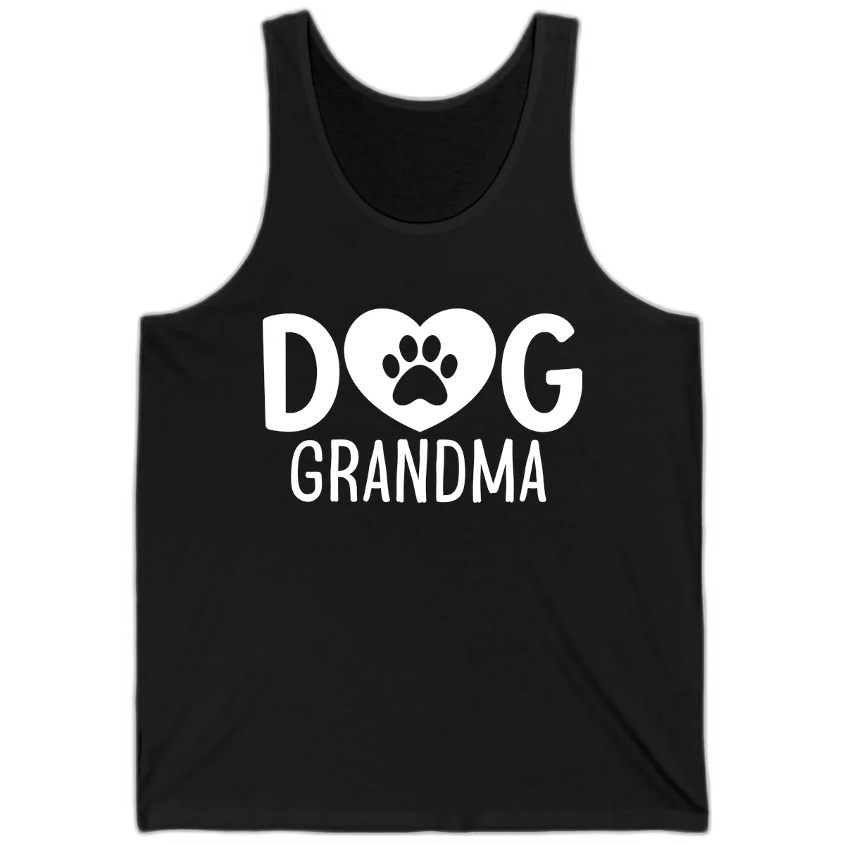 Dog Grandma Heart Paw Print Tank in Black