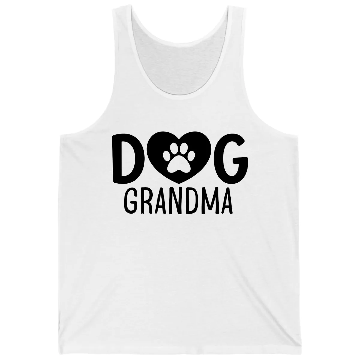 Dog Grandma Heart Paw Print Tank in White