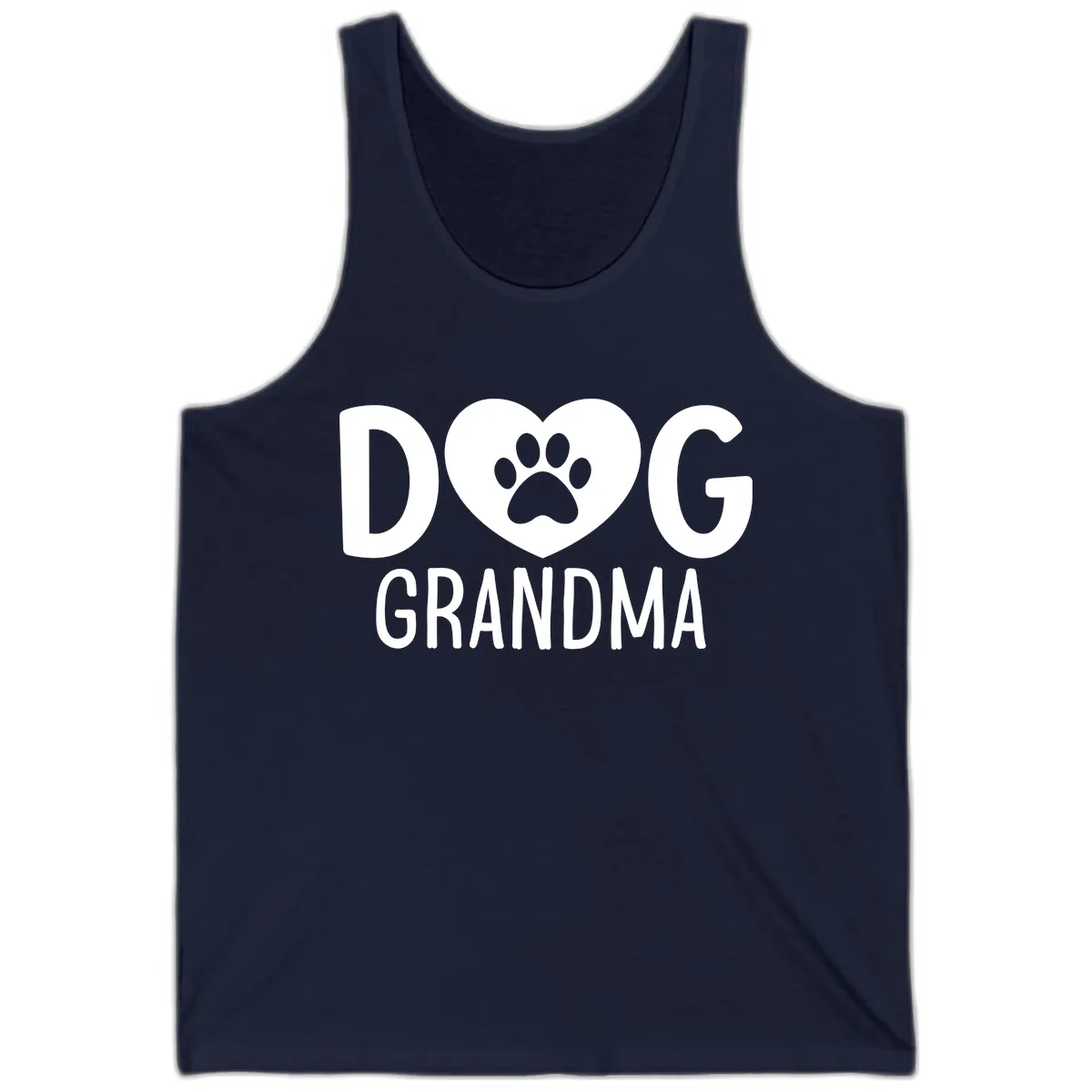 Dog Grandma Heart Paw Print Tank in Navy