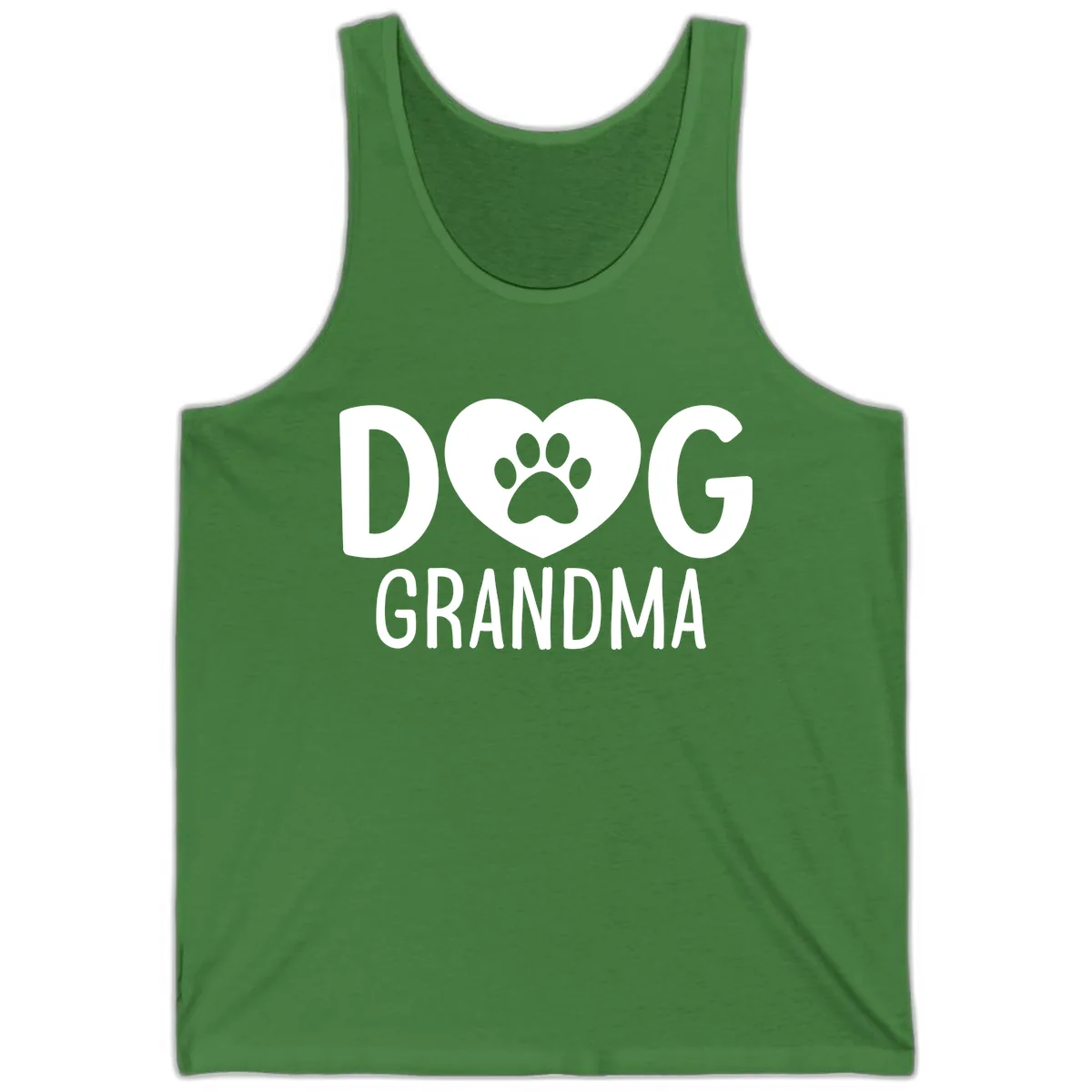 Dog Grandma Heart Paw Print Tank in Leaf