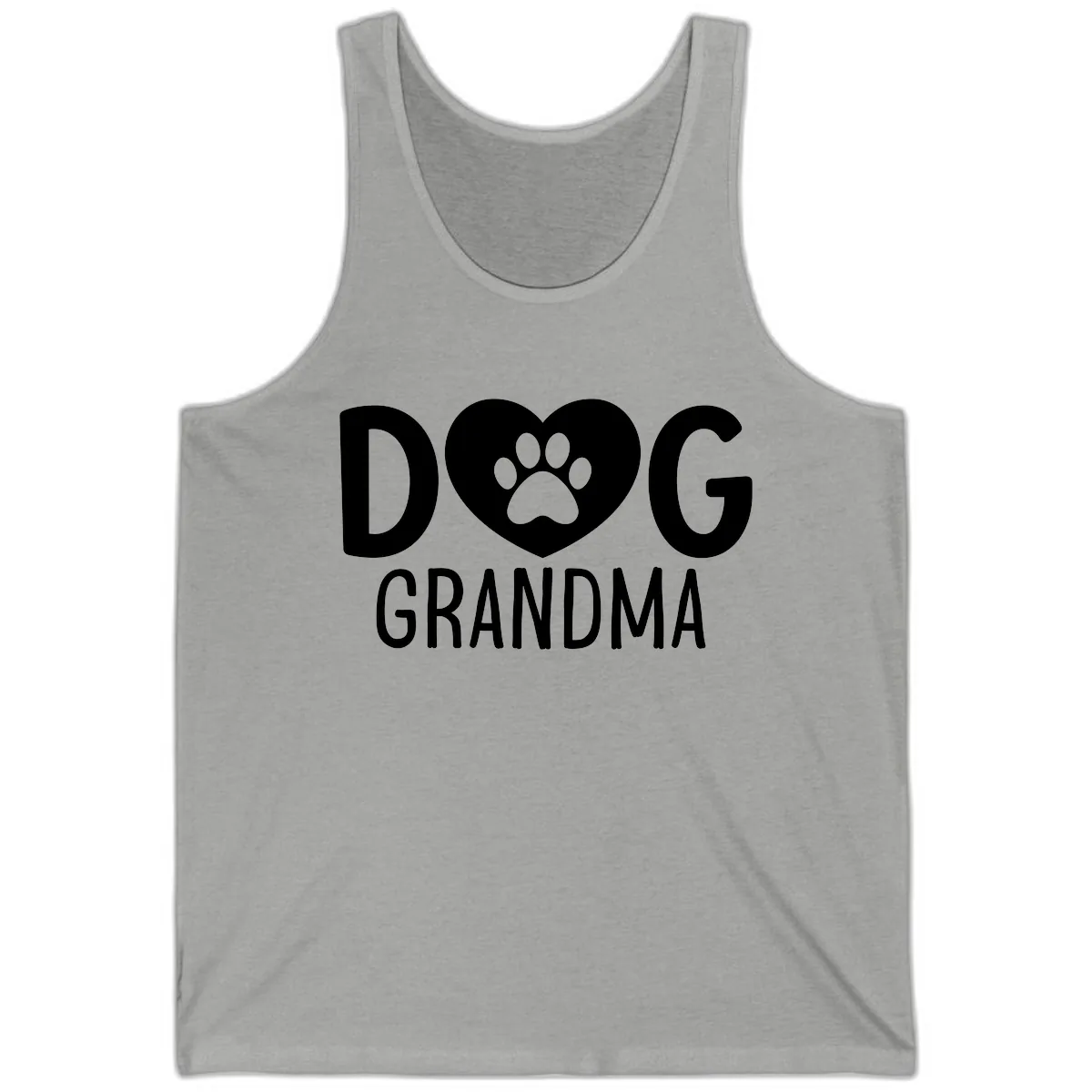 Dog Grandma Heart Paw Print Tank in Athletic Heather