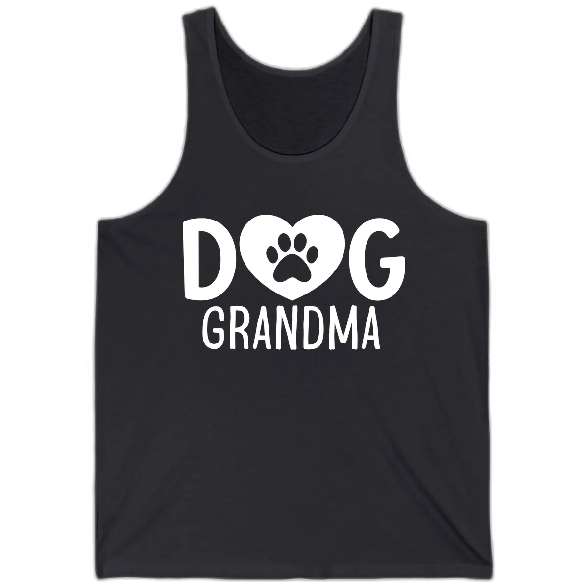 Dog Grandma Heart Paw Print Tank in Dark Grey