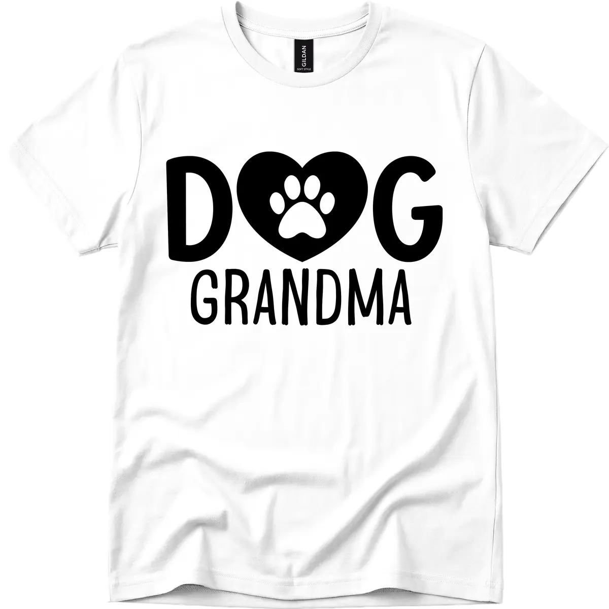 Dog Grandma Heart Paw Print T-Shirt in White