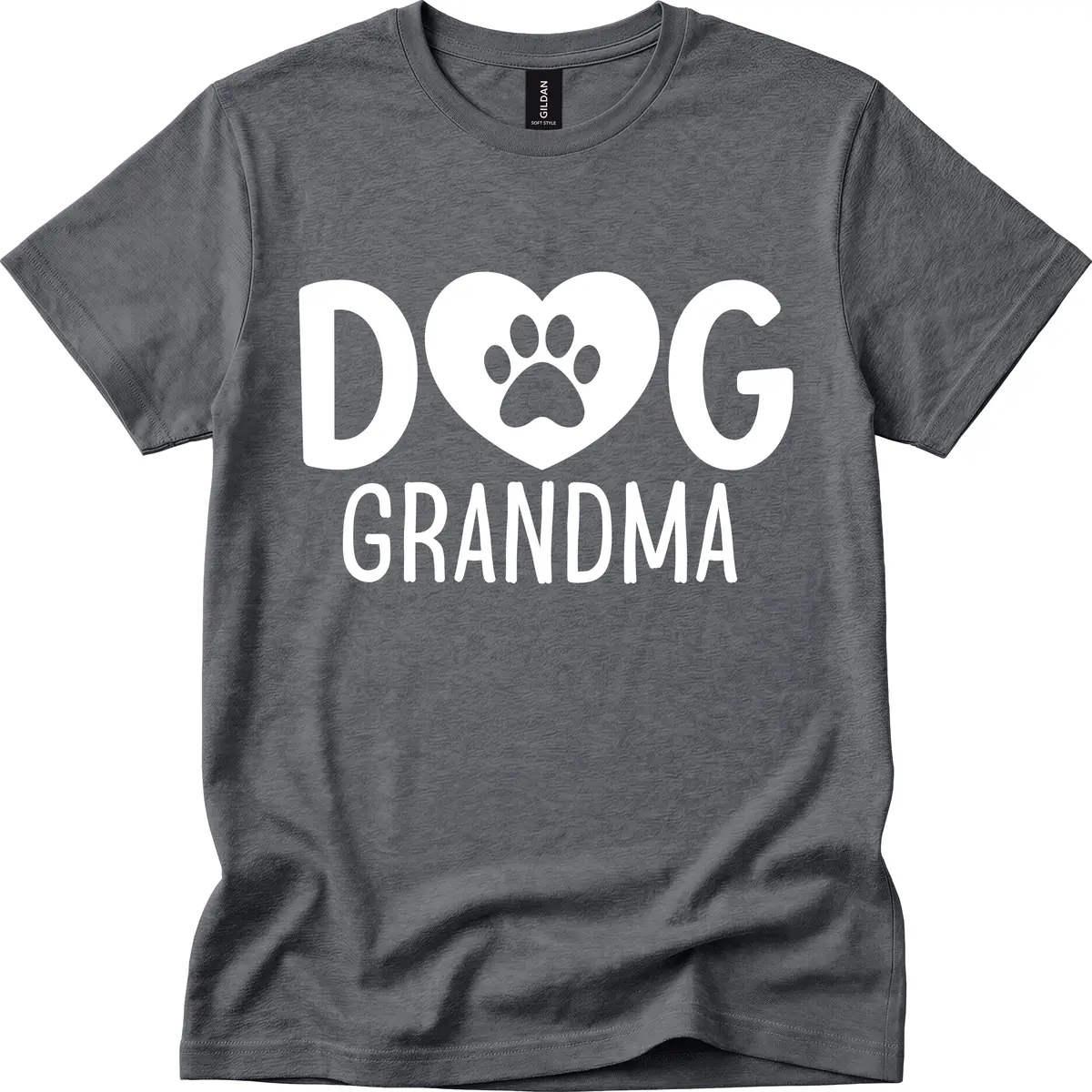 Dog Grandma Heart Paw Print T-Shirt in Dark Heather