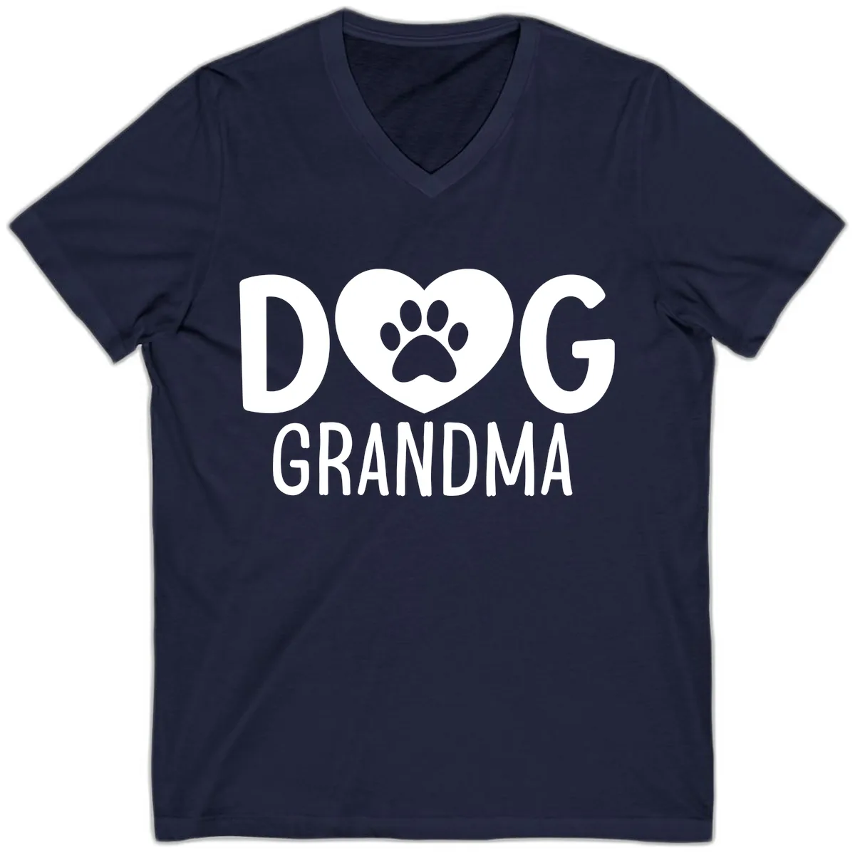 Dog Grandma Heart Paw Print V-Neck in Navy