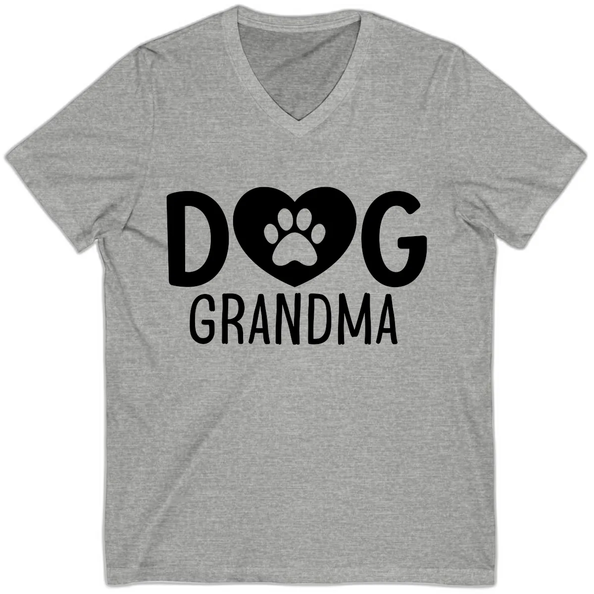Dog Grandma Heart Paw Print V-Neck in Athletic Heather