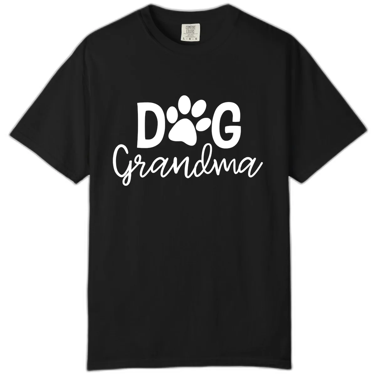 Dog Grandma Paw Print Design Comfort Color in Black