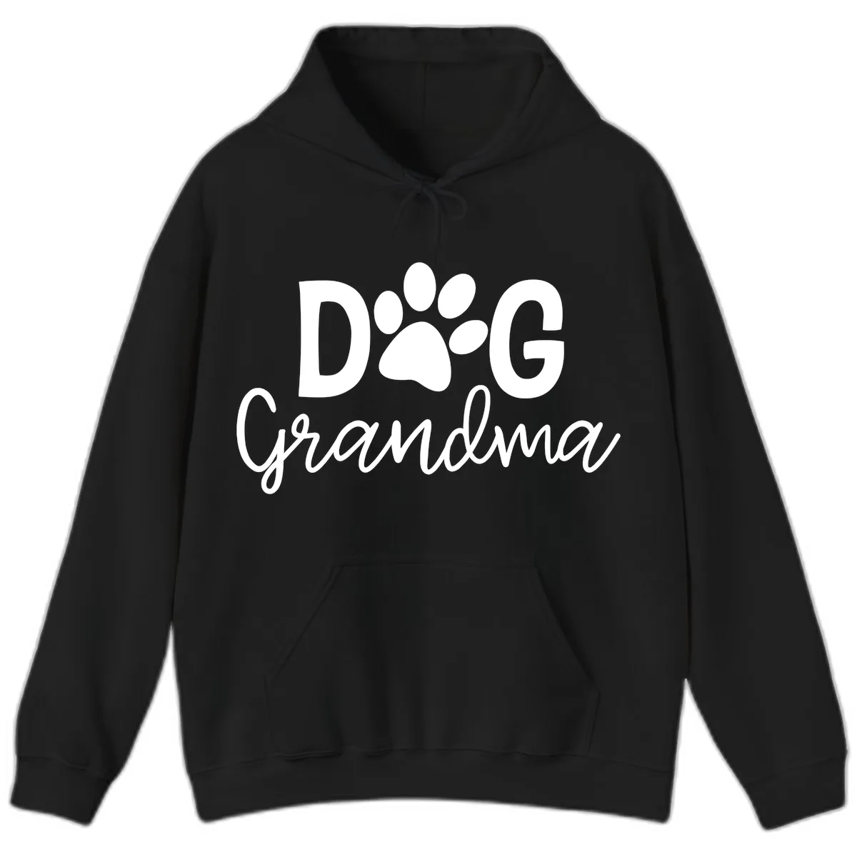 Dog Grandma Paw Print Design Hoodie in Black