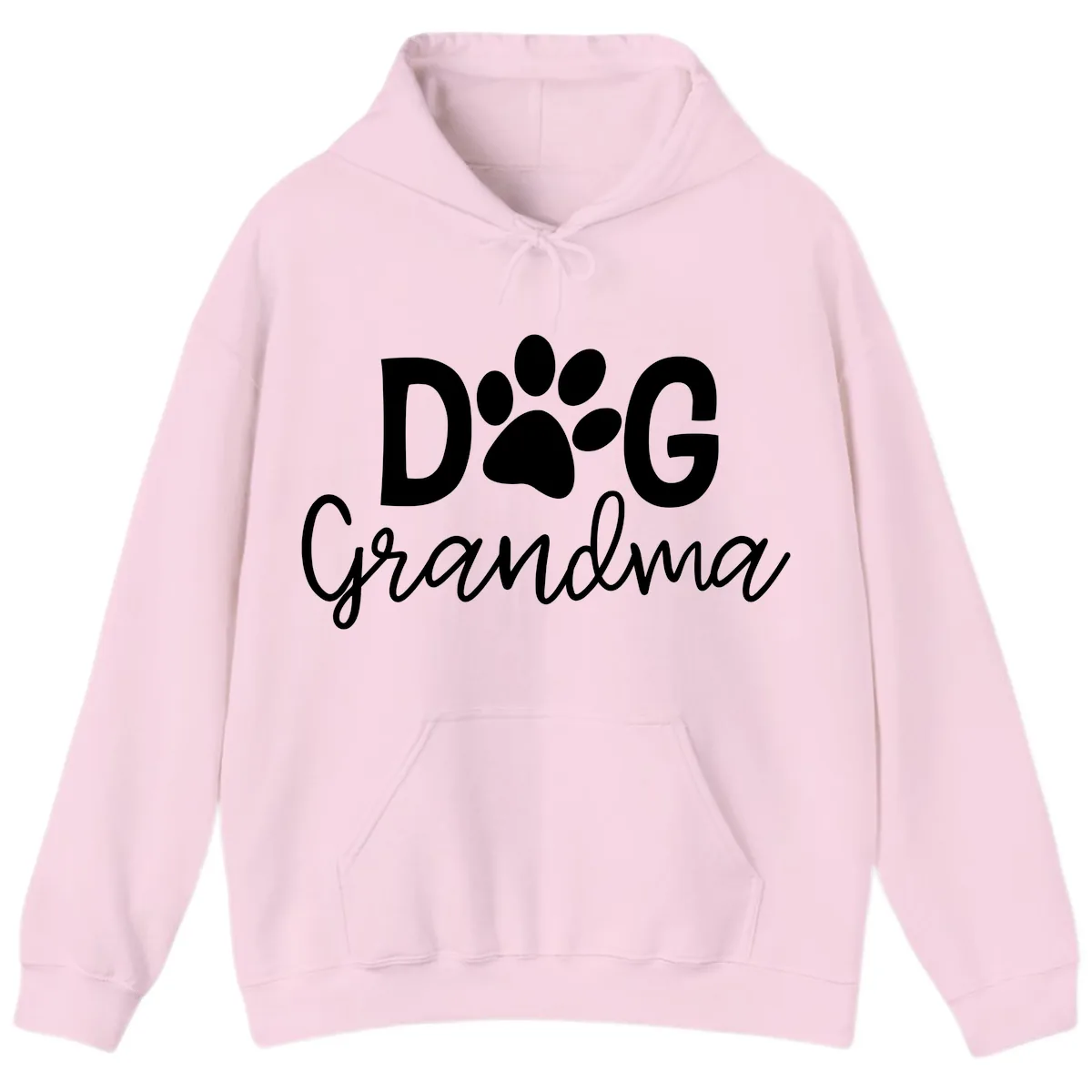 Dog Grandma Paw Print Design Hoodie in Light Pink