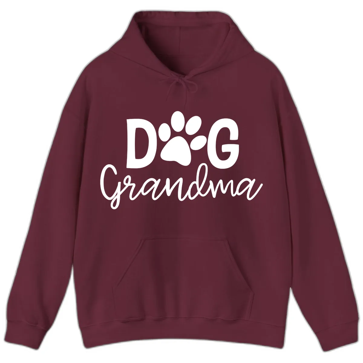 Dog Grandma Paw Print Design Hoodie in Maroon