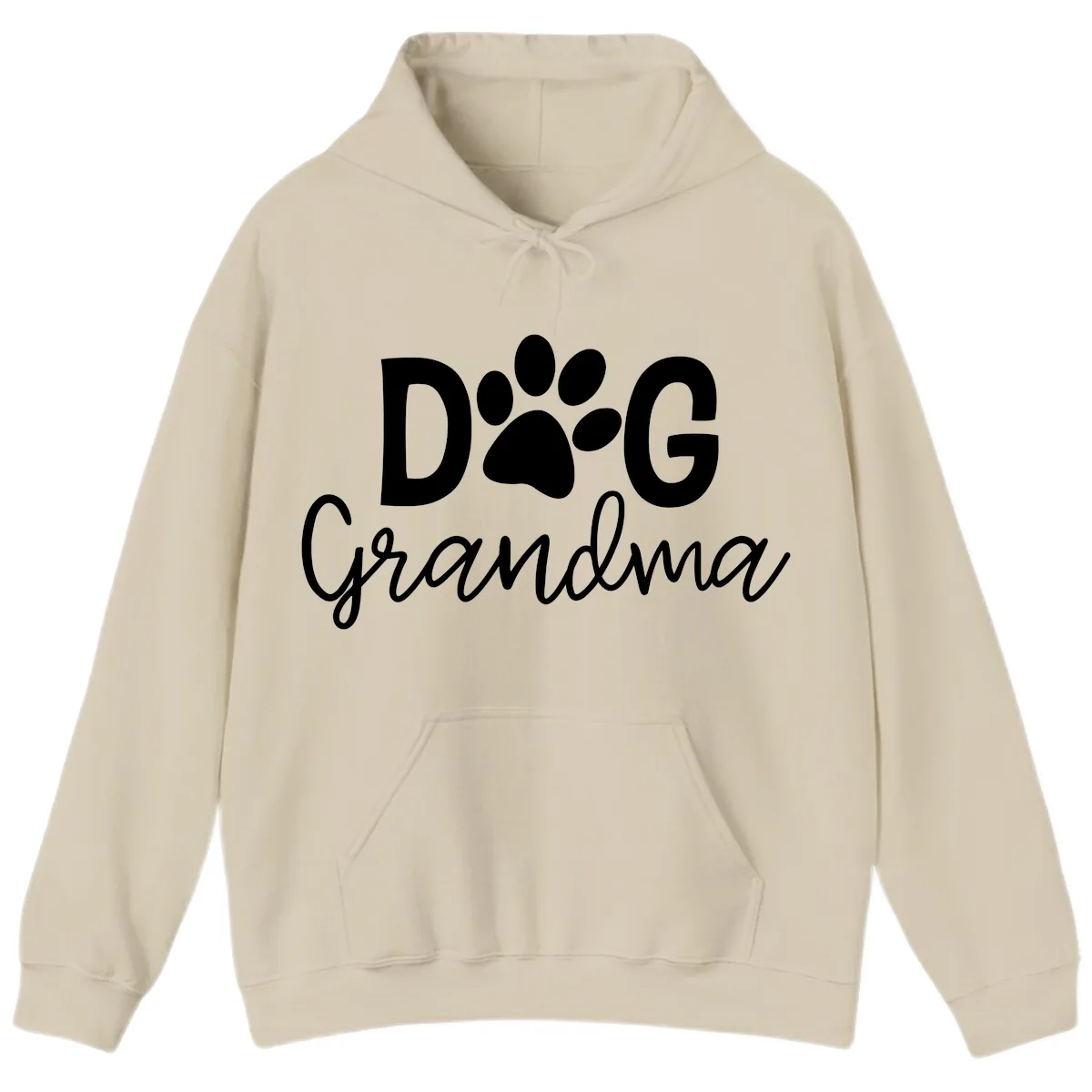 Dog Grandma Paw Print Design Hoodie in Sand