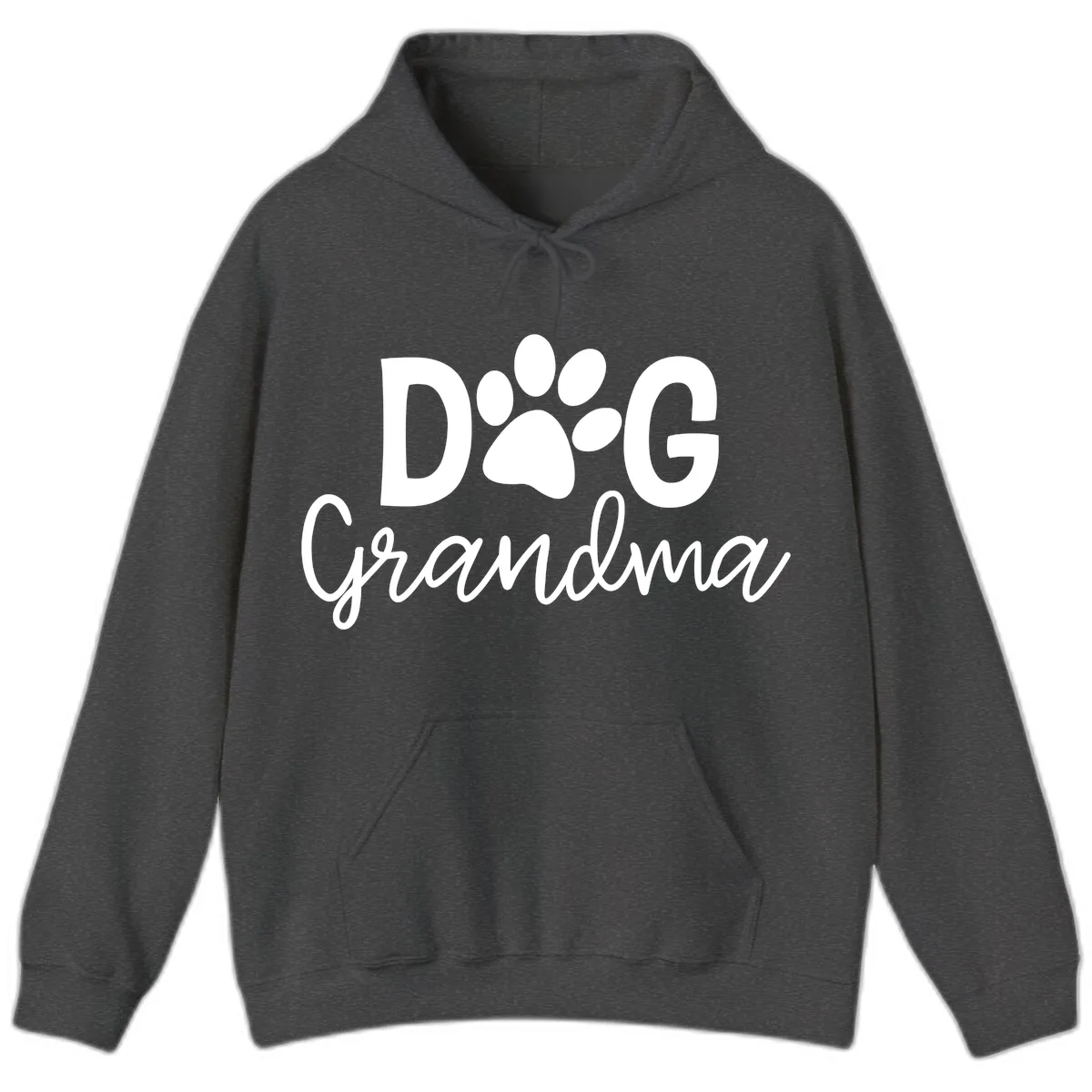 Dog Grandma Paw Print Design Hoodie in Dark Heather