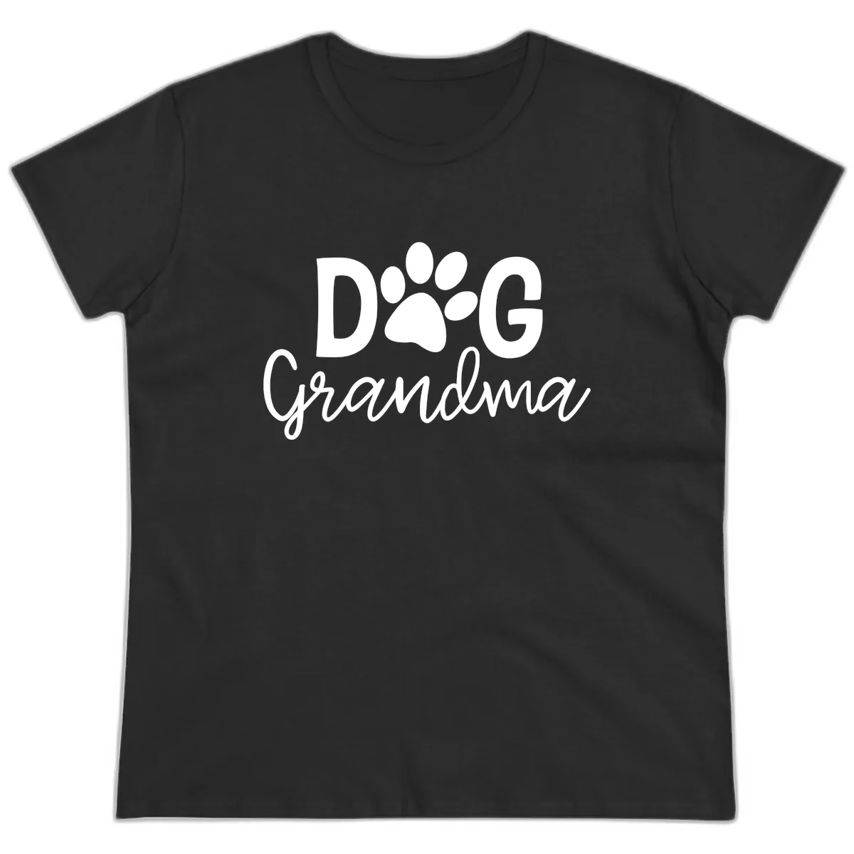Dog Grandma Paw Print Design Ladies Tee in Black