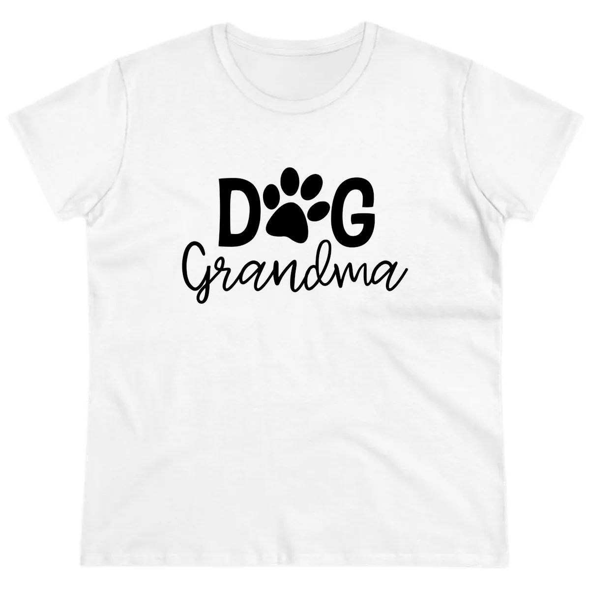 Dog Grandma Paw Print Design Ladies Tee in White
