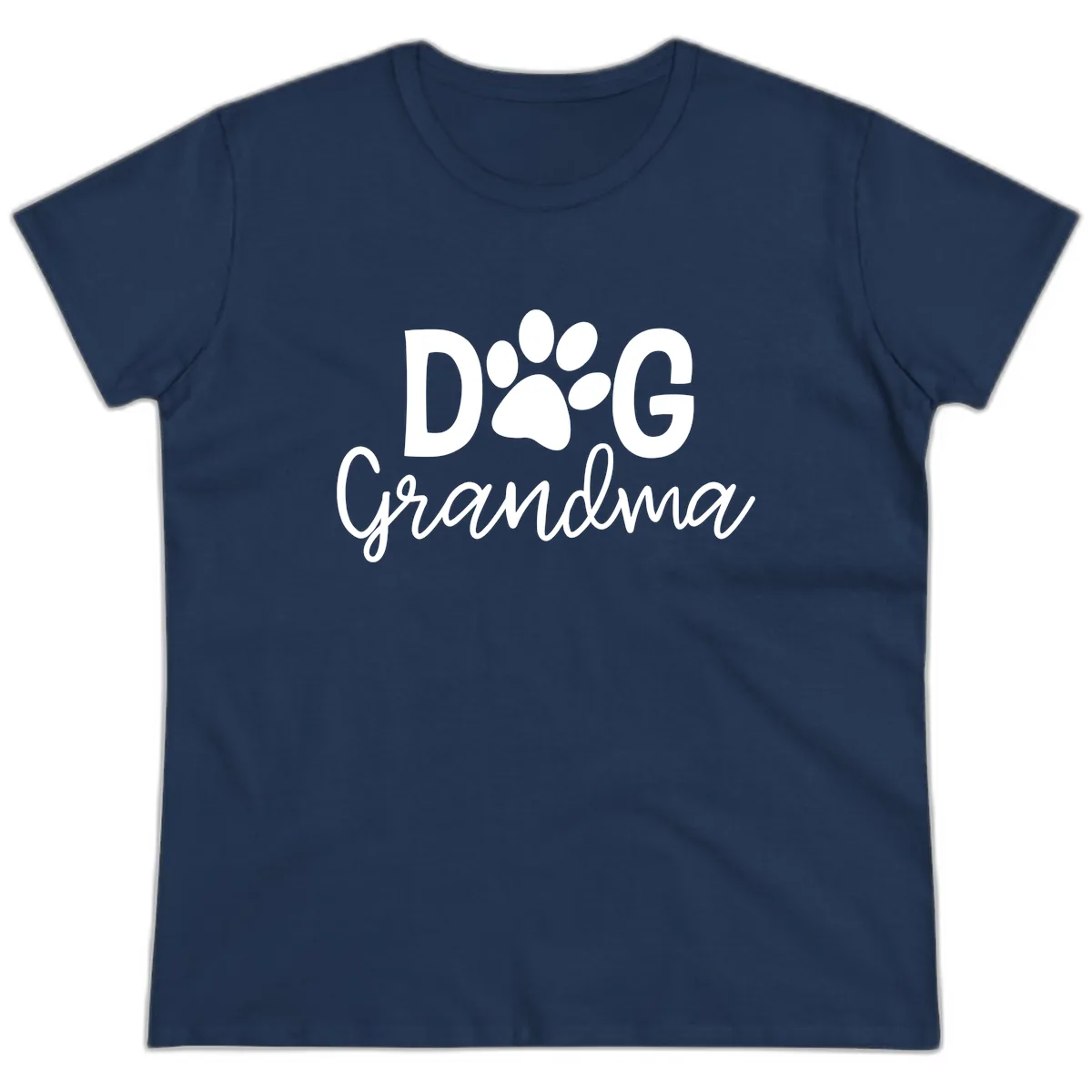 Dog Grandma Paw Print Design Ladies Tee in Navy