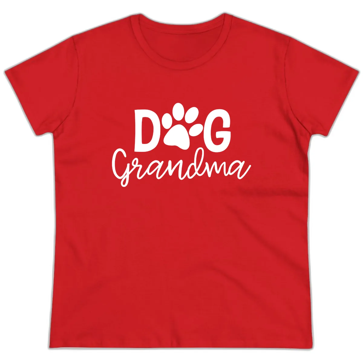 Dog Grandma Paw Print Design Ladies Tee in Red