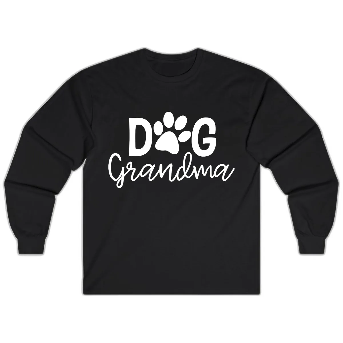 Dog Grandma Paw Print Design Long Sleeve in Black