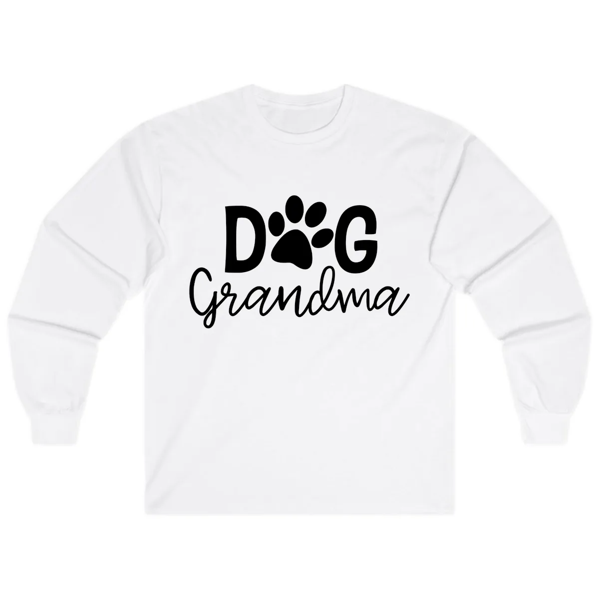 Dog Grandma Paw Print Design Long Sleeve in White