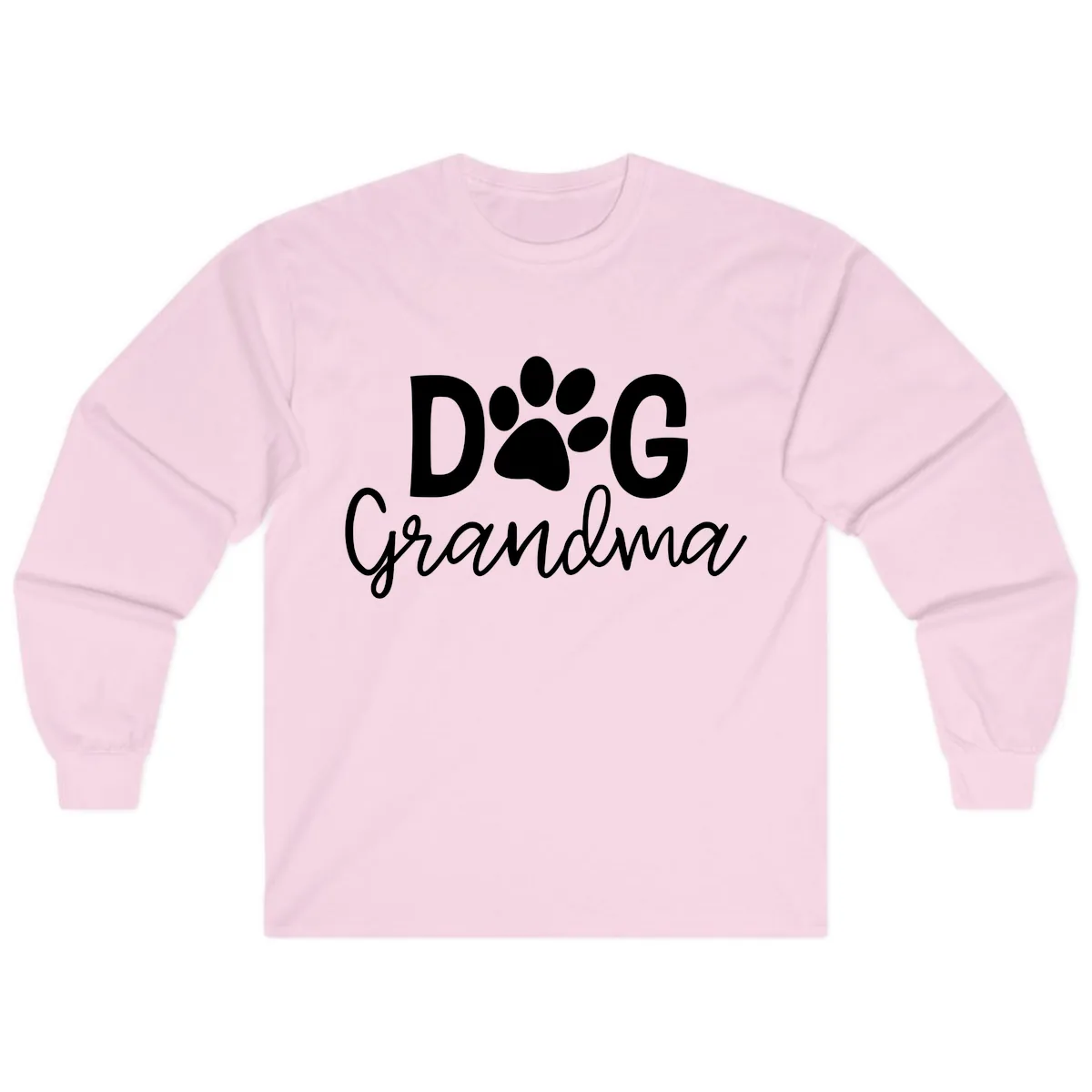 Dog Grandma Paw Print Design Long Sleeve in Light Pink