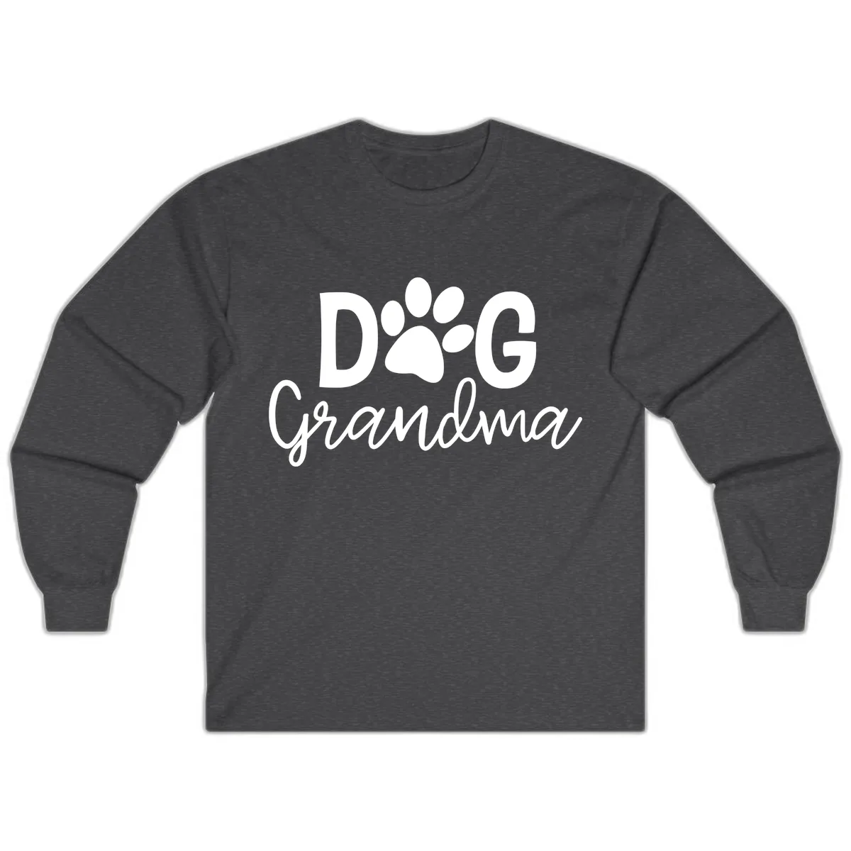 Dog Grandma Paw Print Design Long Sleeve in Dark Heather
