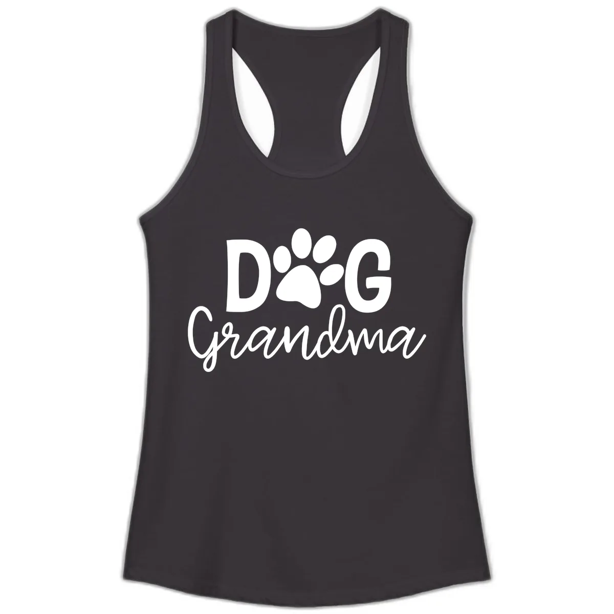 Dog Grandma Paw Print Design Ladies Tank in Black