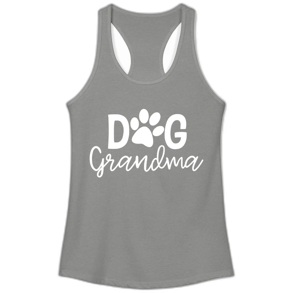 Dog Grandma Paw Print Design Ladies Tank in Heather Grey