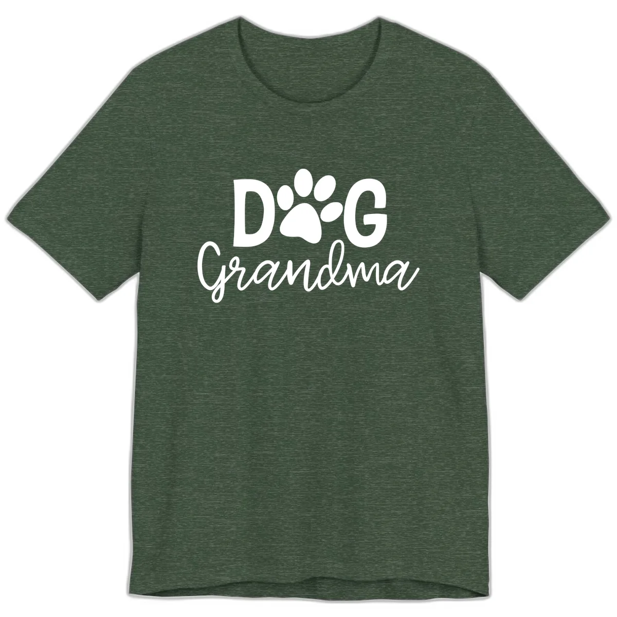 Dog Grandma Paw Print Design Premium T-Shirt in Heather Forest