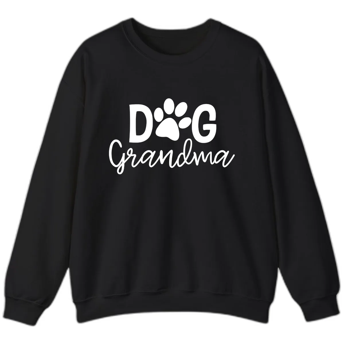 Dog Grandma Paw Print Design Sweatshirt in Black